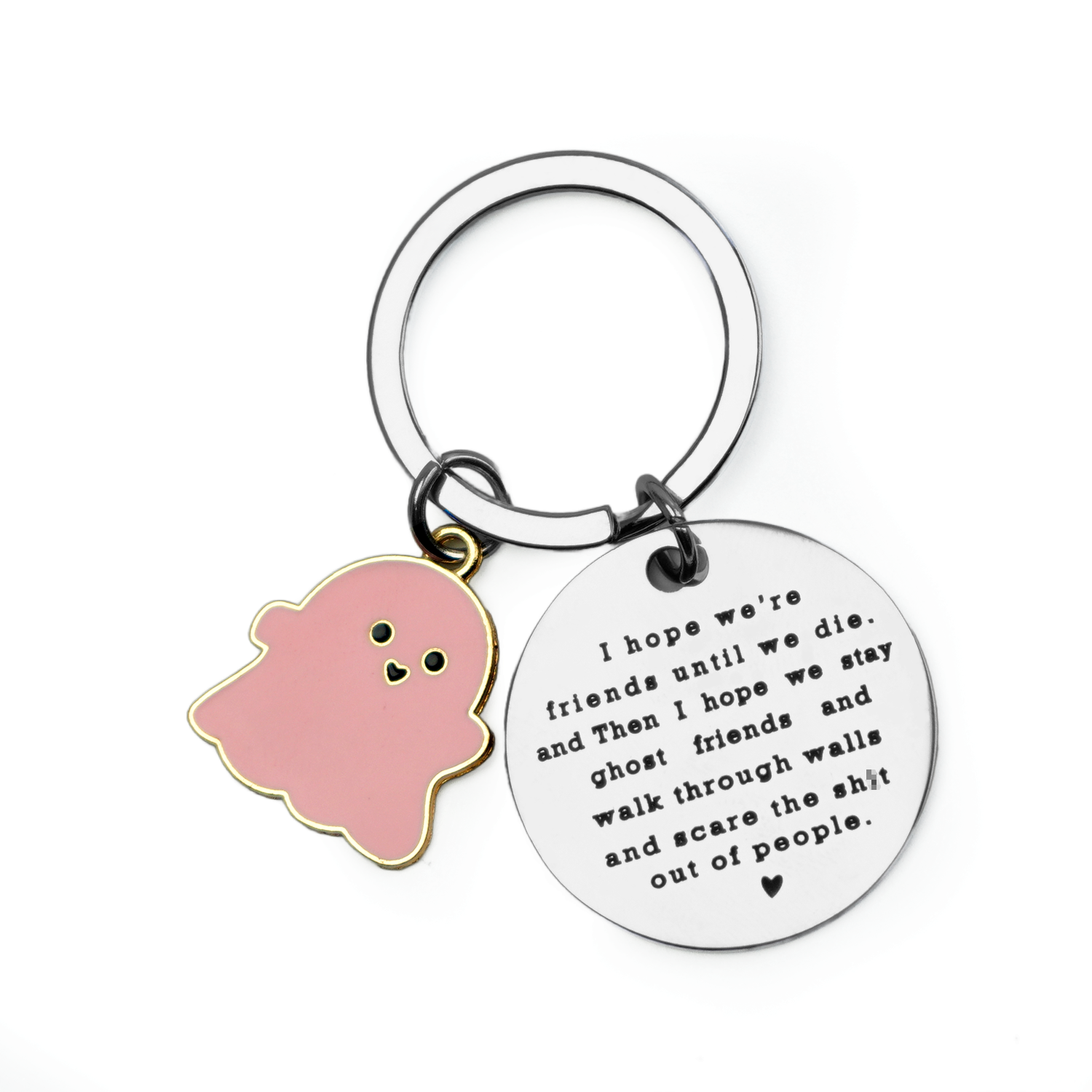Ghost keychain clipped on a backpack, a non-candy Halloween treat for kids