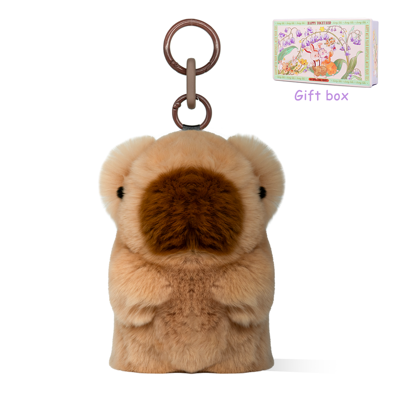 Handmade capybara plush keychain with collector's tin — capybara gift idea