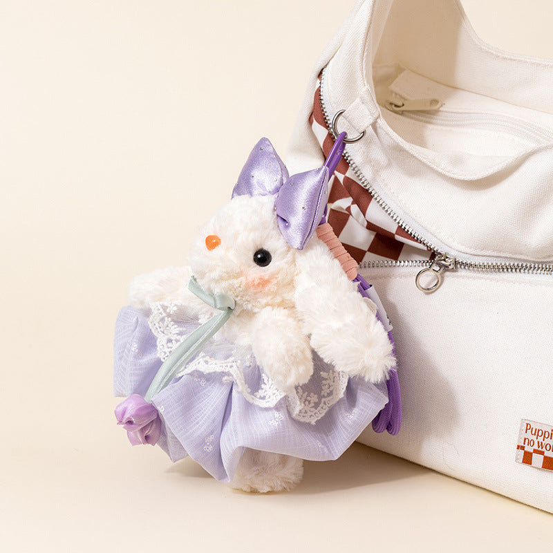 Cute fairy bunny keychain on a bag
