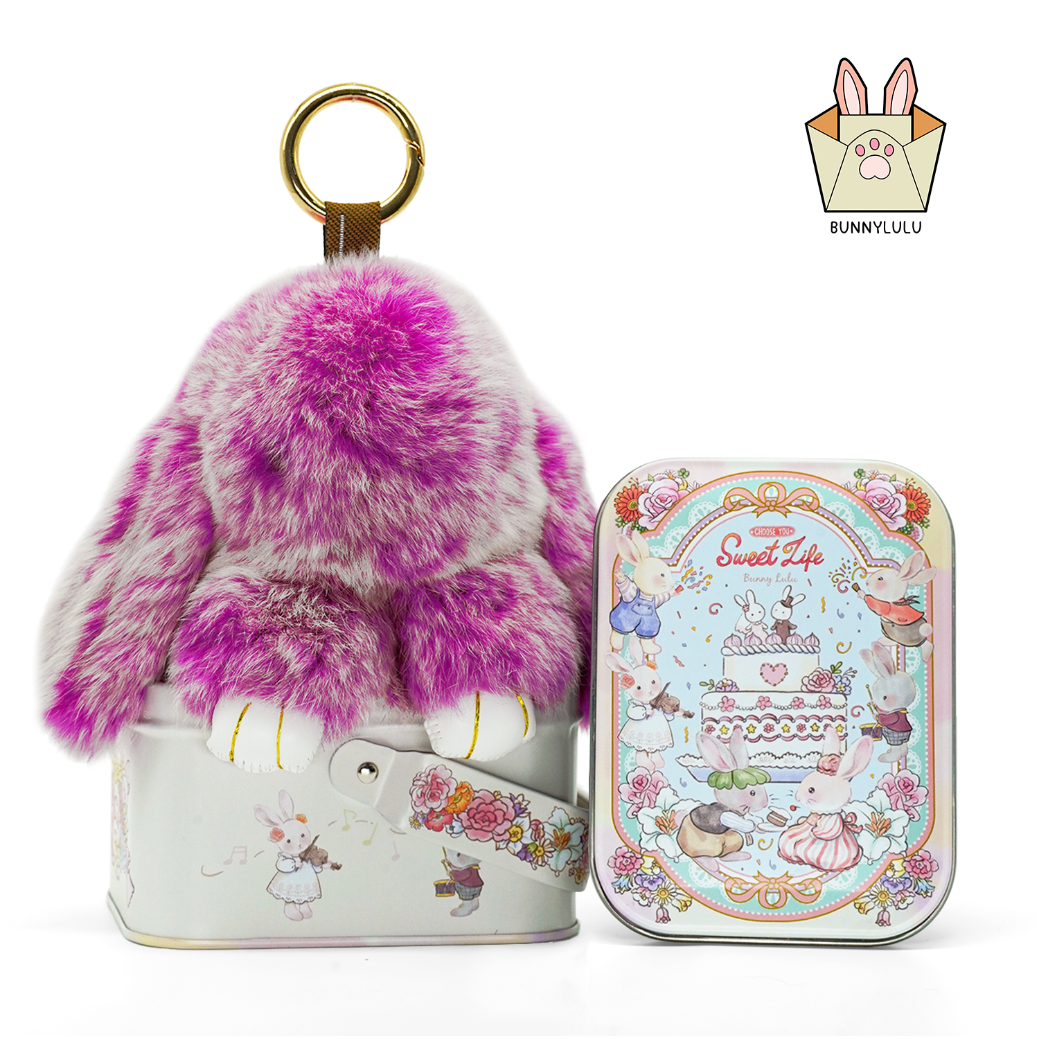 BunnyLulu™ Handmade Plush Bunny Keychain with Designed Tin - BunnyLulu