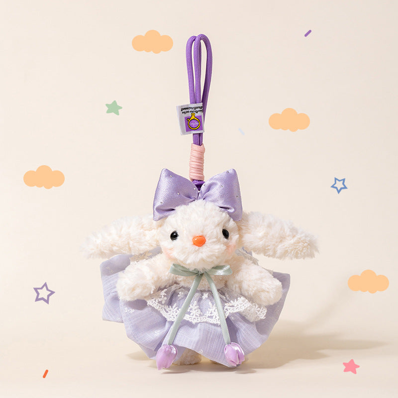 Fairy Bunny Plush Keychain with Bow & Dress