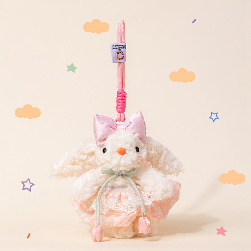 Fairy Bunny Plush Keychain with Bow & Dress