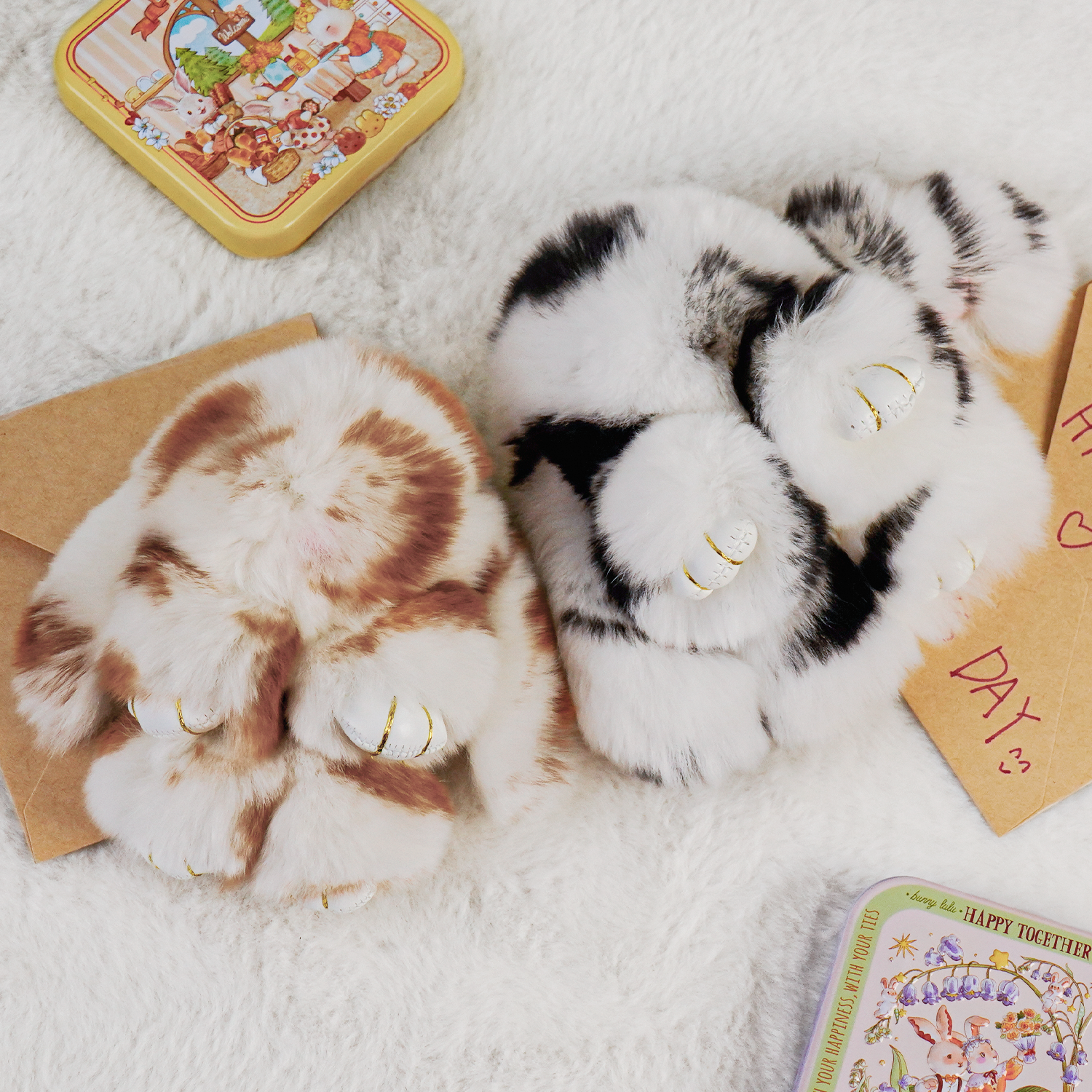 BunnyLulu™ Handmade Spotted Mini-Bunny Keychain with Gift Box