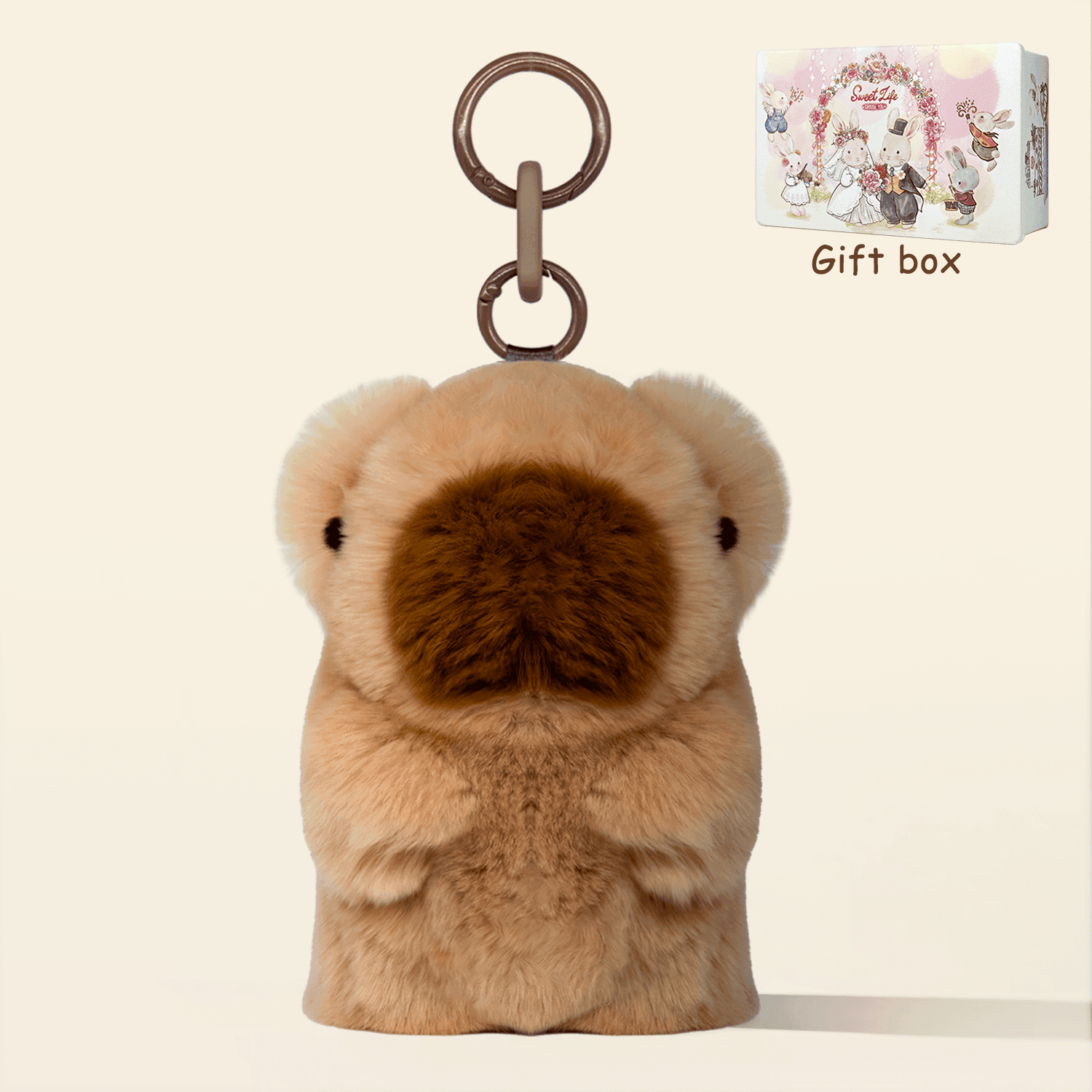 【BunnyLulu】Handmade Capybara PomPom Keychain with Designed Tin - BunnyLulu