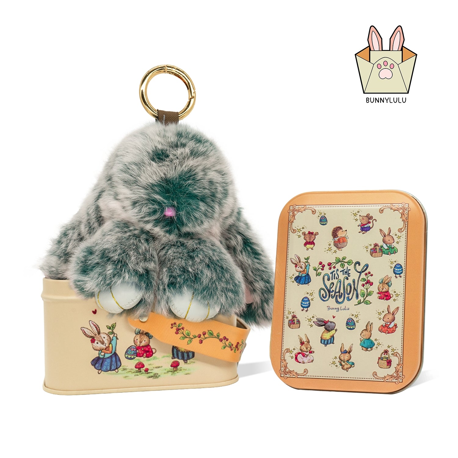 BunnyLulu Original Handmade Plush Bunny Keychain with Metal Tin Box, Gift Options for Birthday Easter