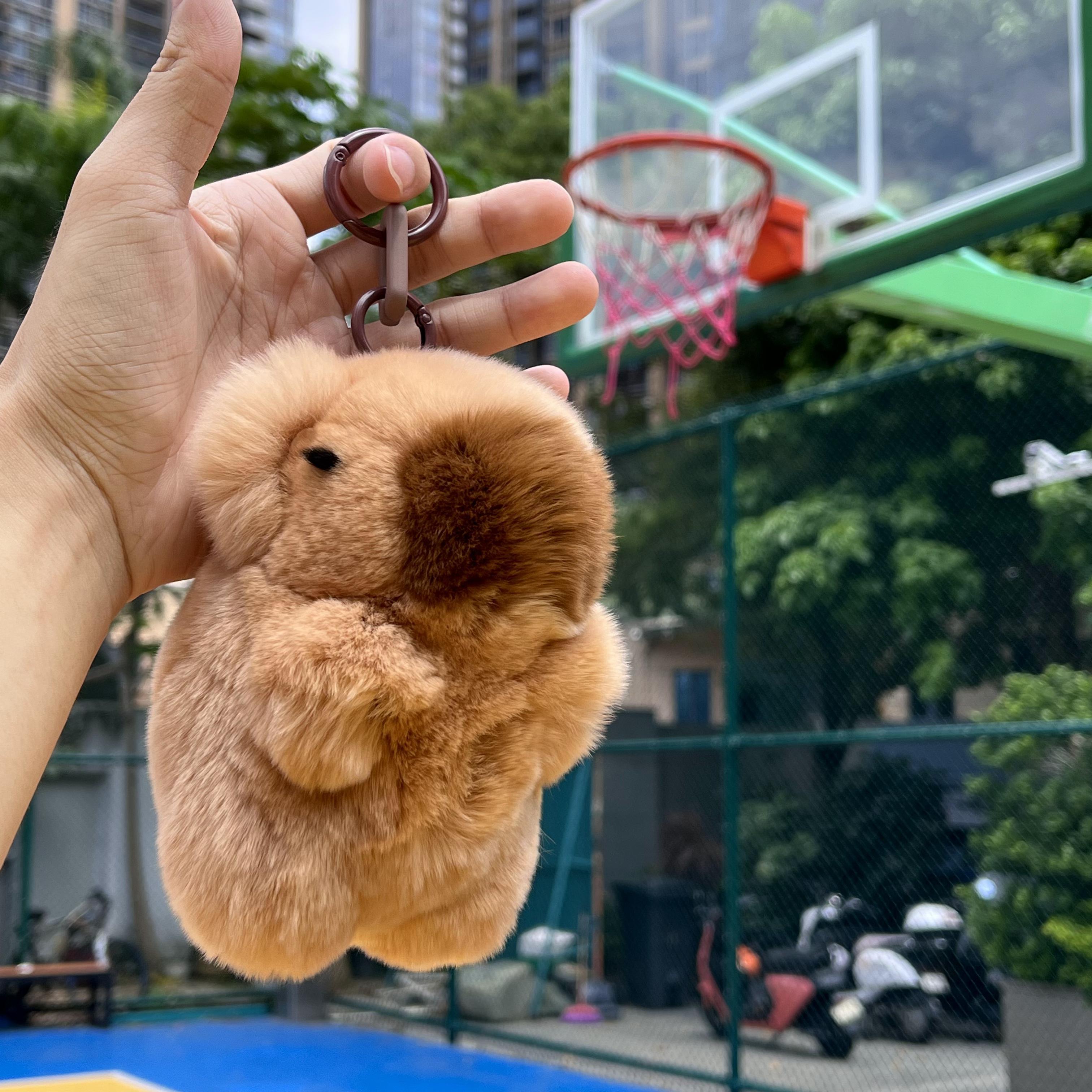 【BunnyLulu】Handmade Capybara PomPom Keychain with Designed Tin - BunnyLulu