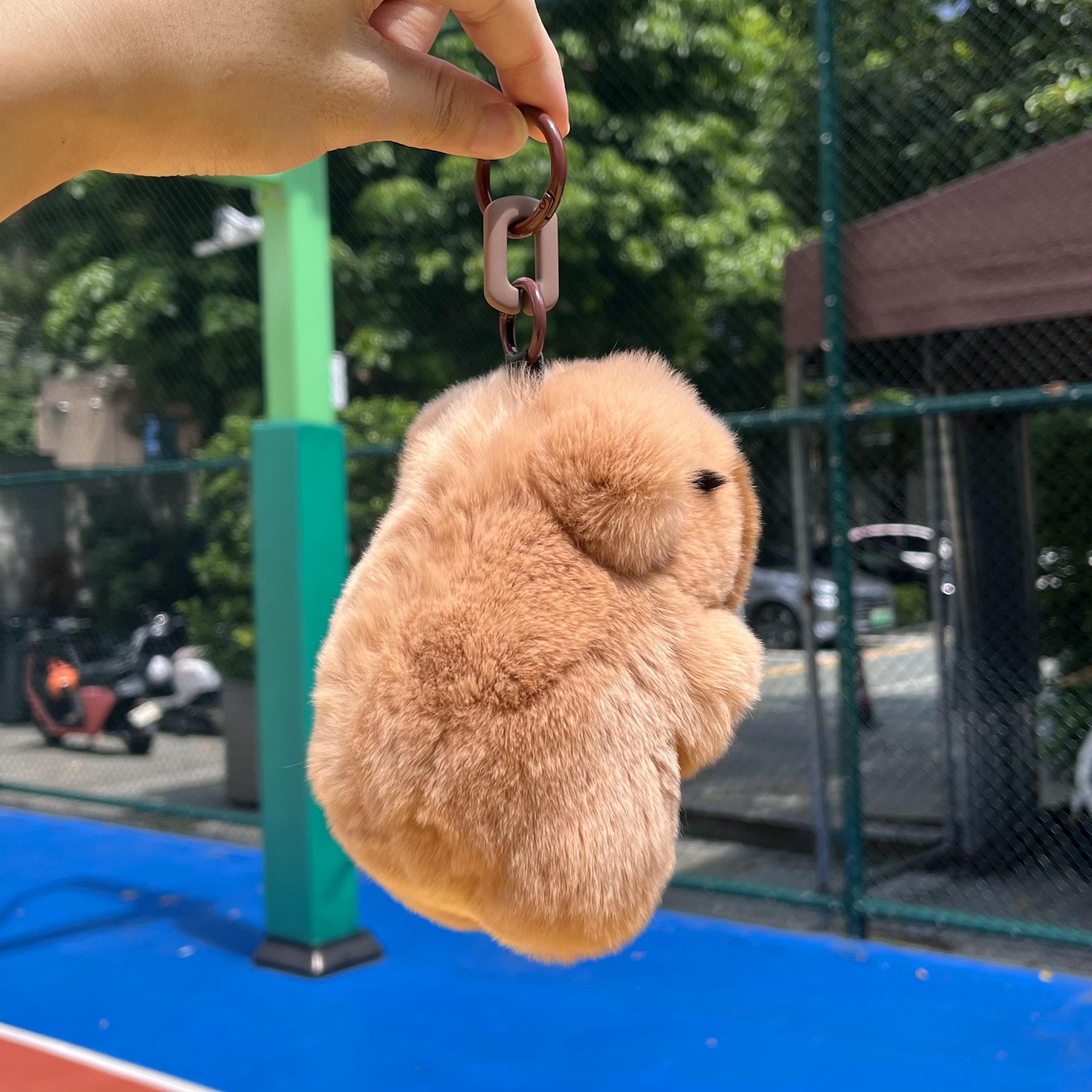 【BunnyLulu】Handmade Capybara PomPom Keychain with Designed Tin - BunnyLulu