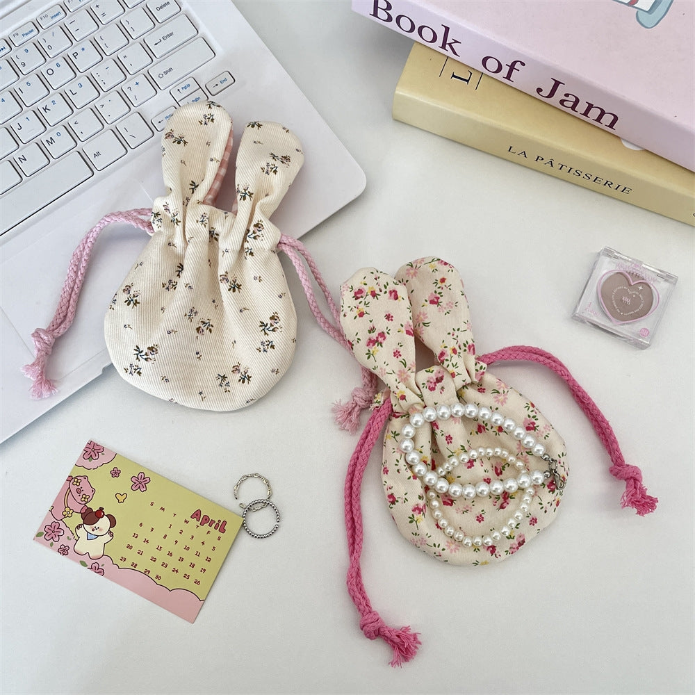 Rabbit ear pouch for makeup and stationery