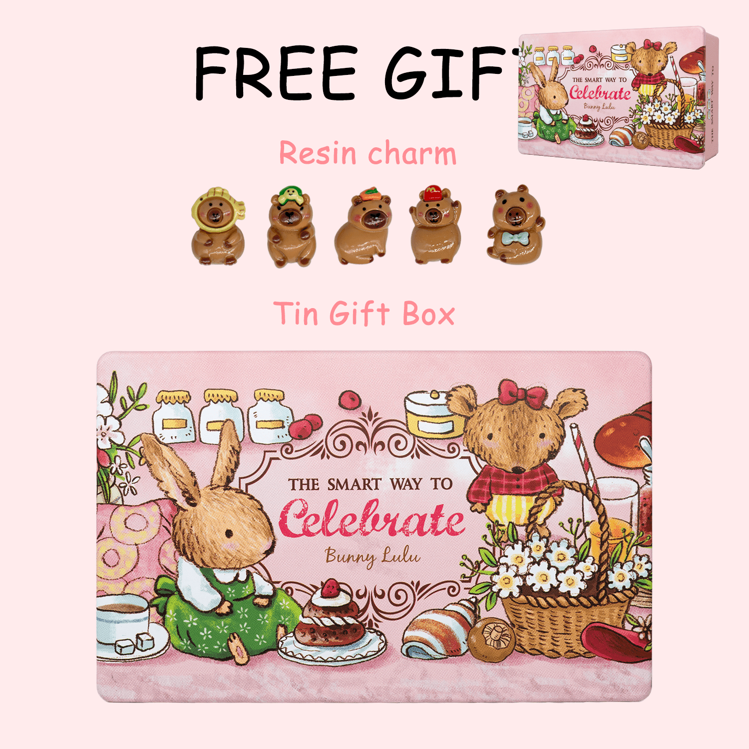 【BunnyLulu】Handmade Capybara PomPom Keychain with Designed Tin - BunnyLulu