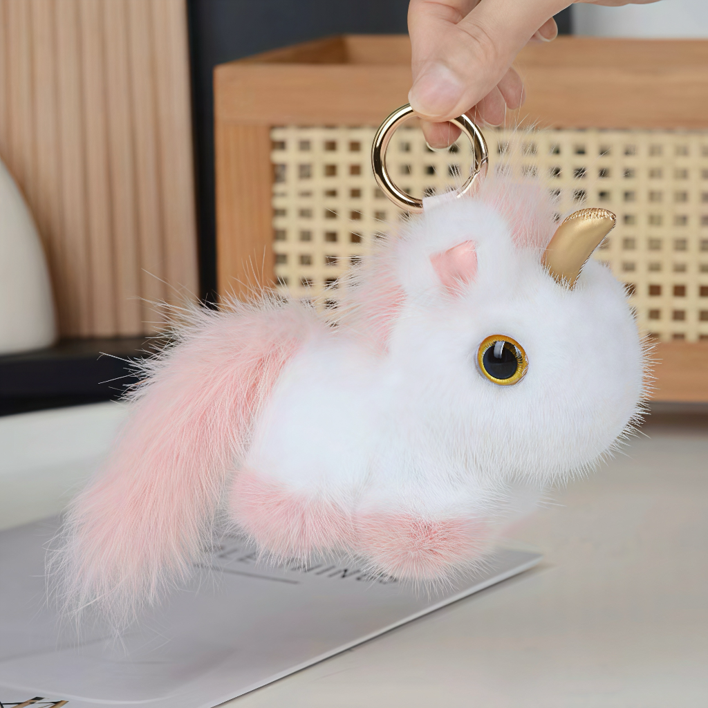 Bunnylulu original 100% Vegan Unicorn Plush Keychain with Designed Tin