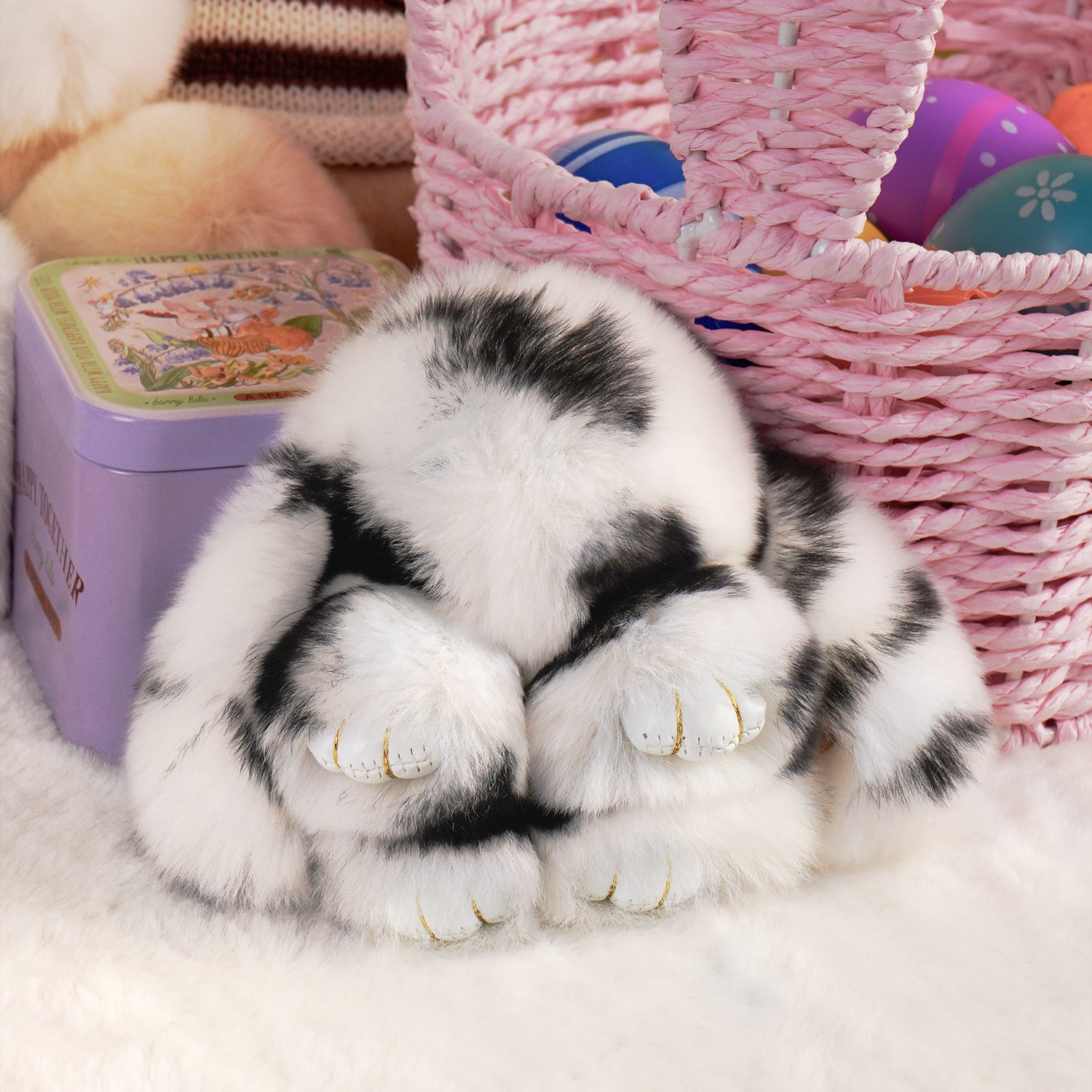 BunnyLulu™ Handmade Spotted Mini-Bunny Keychain with Gift Box