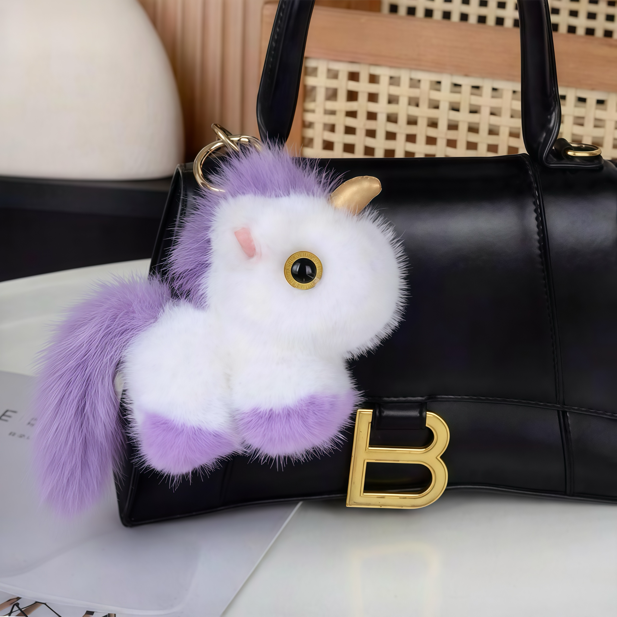 Bunnylulu original 100% Vegan Unicorn Plush Keychain with Designed Tin