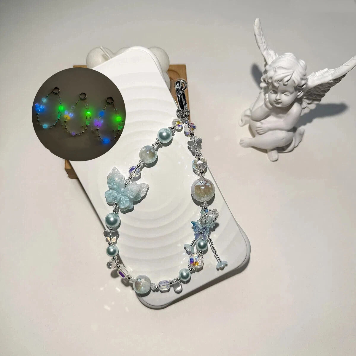 New! BunnyLulu Original Luminous Beaded Phone/Bag Chain Chram/KeyChain, UV Color Changing, Special Day Gift (Copy)