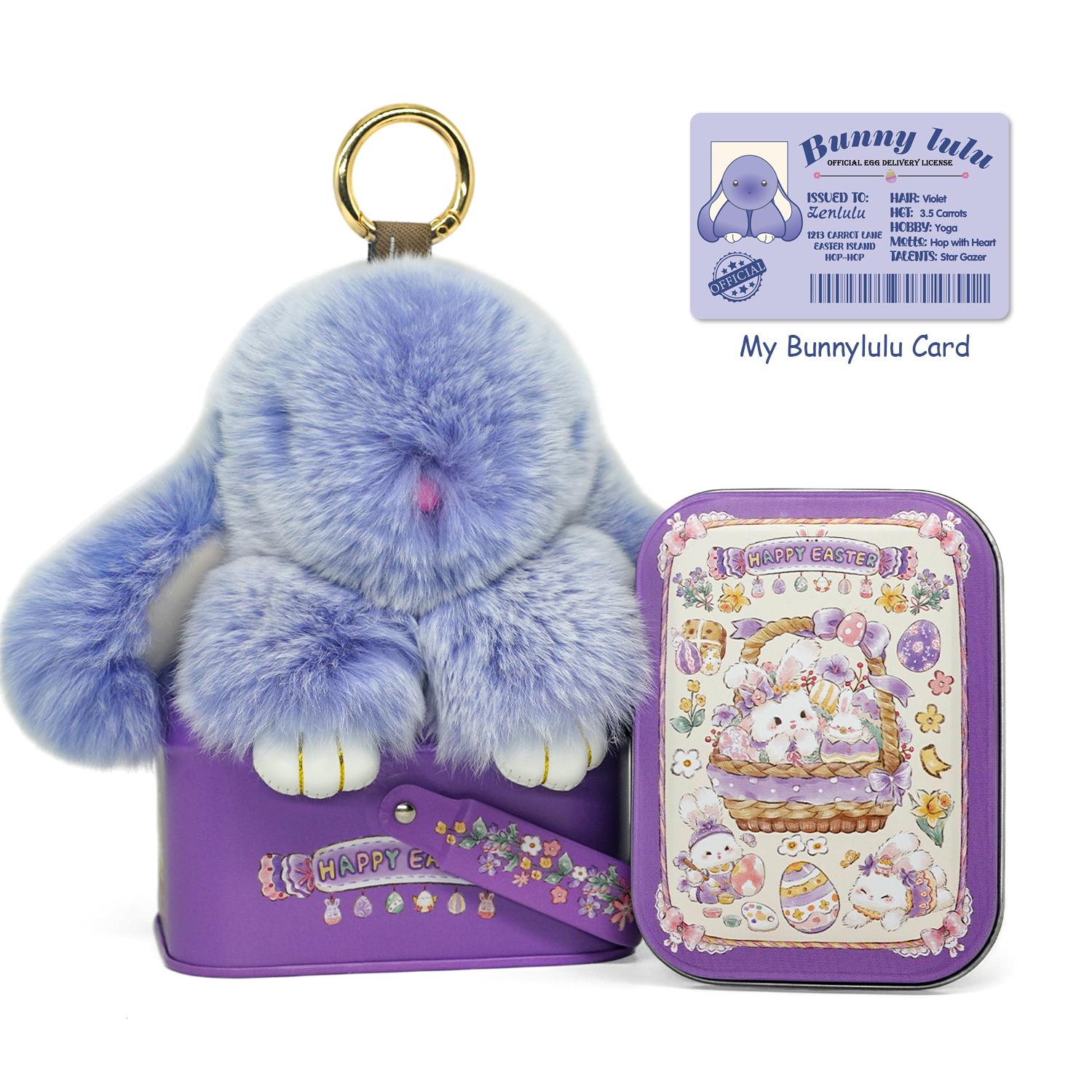 BunnyLulu Original Handmade Plush Bunny Keychain with Metal Tin Box, Gift Options for Birthday Easter