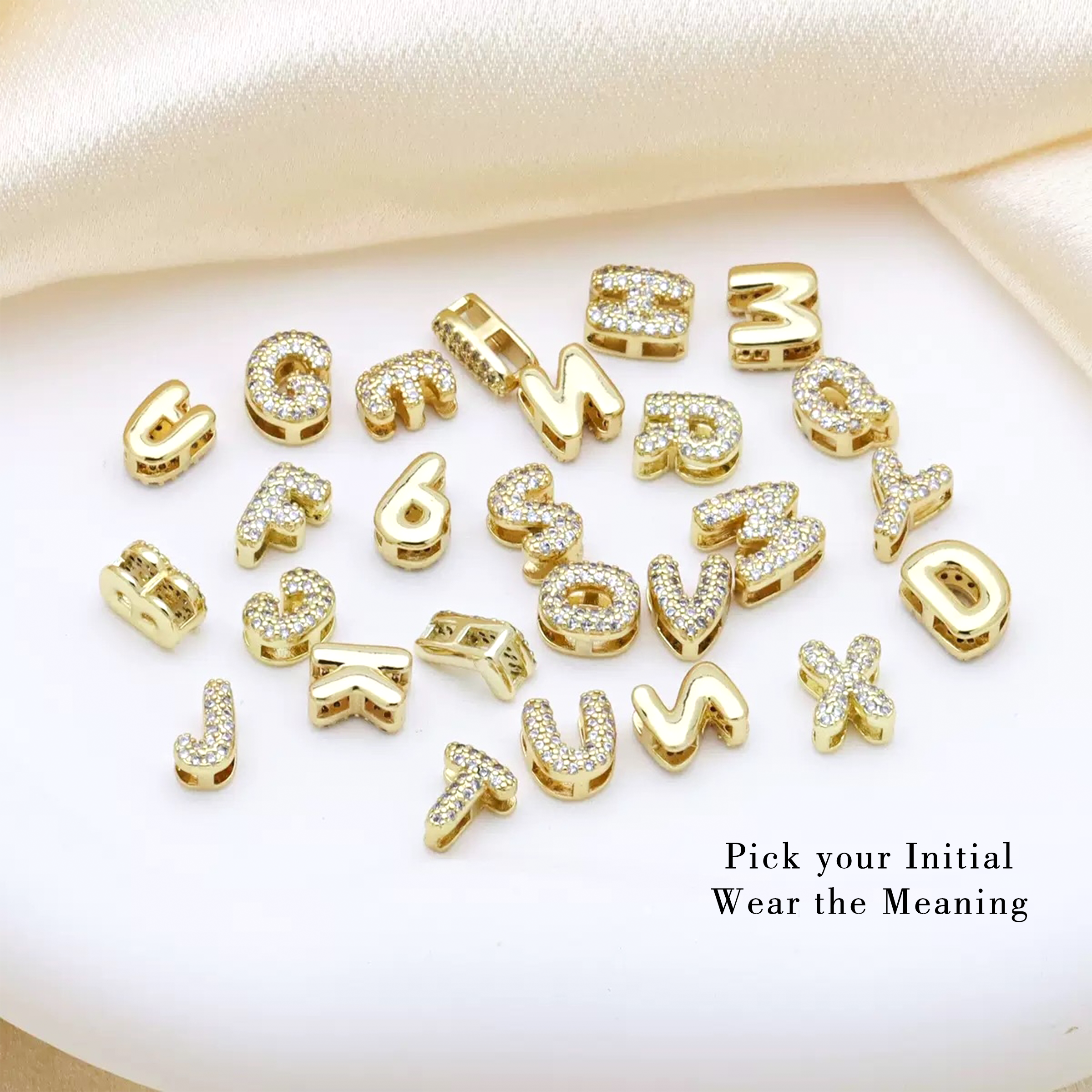 Initial Necklace with Zircon Heart, Dainty Gold A-Z Pendant