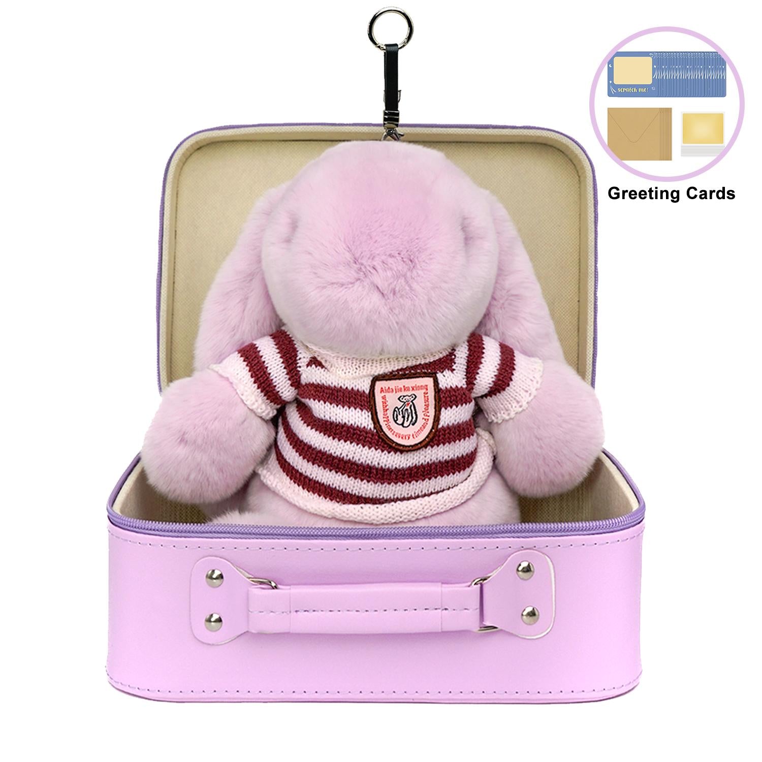 BunnyLulu™ XL Bunny Plush Toy Gift with Designed Makeup box, 13 inches
