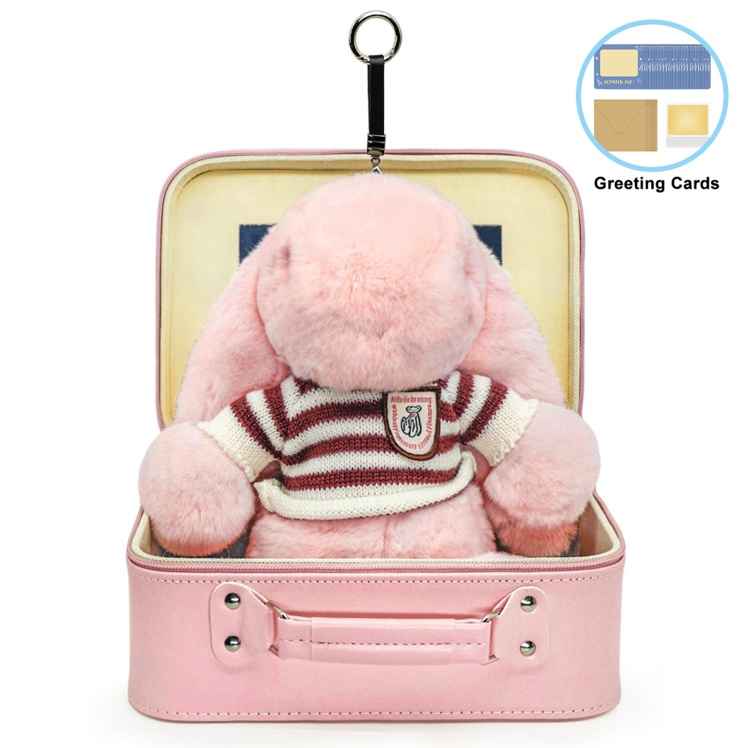 BunnyLulu Original XL Bunny Plush Toy Gift with Designed Makeup box, 13 inches