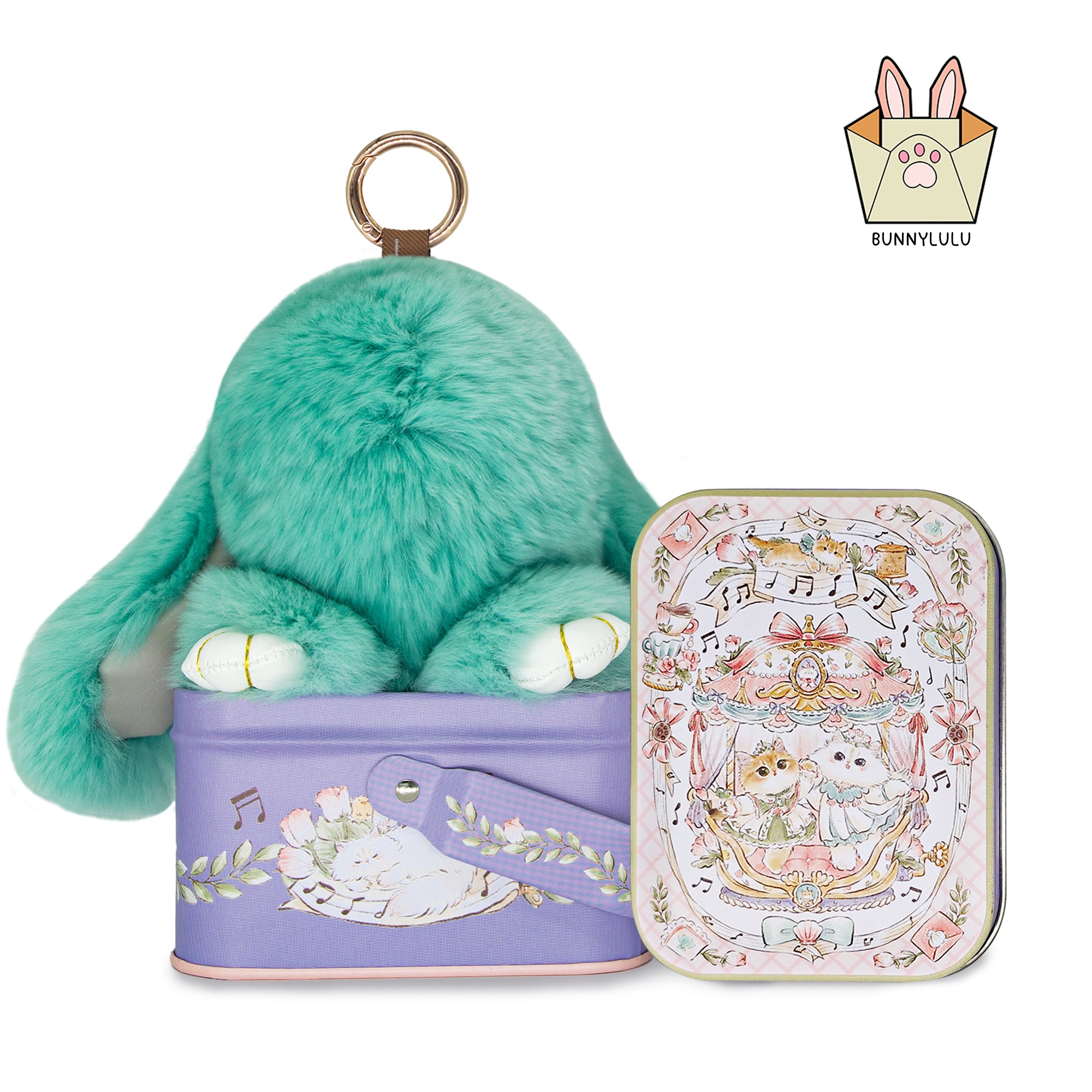 BunnyLulu Original Handmade Plush Bunny Keychain with Metal Tin Box, Gift Options for Birthday Easter