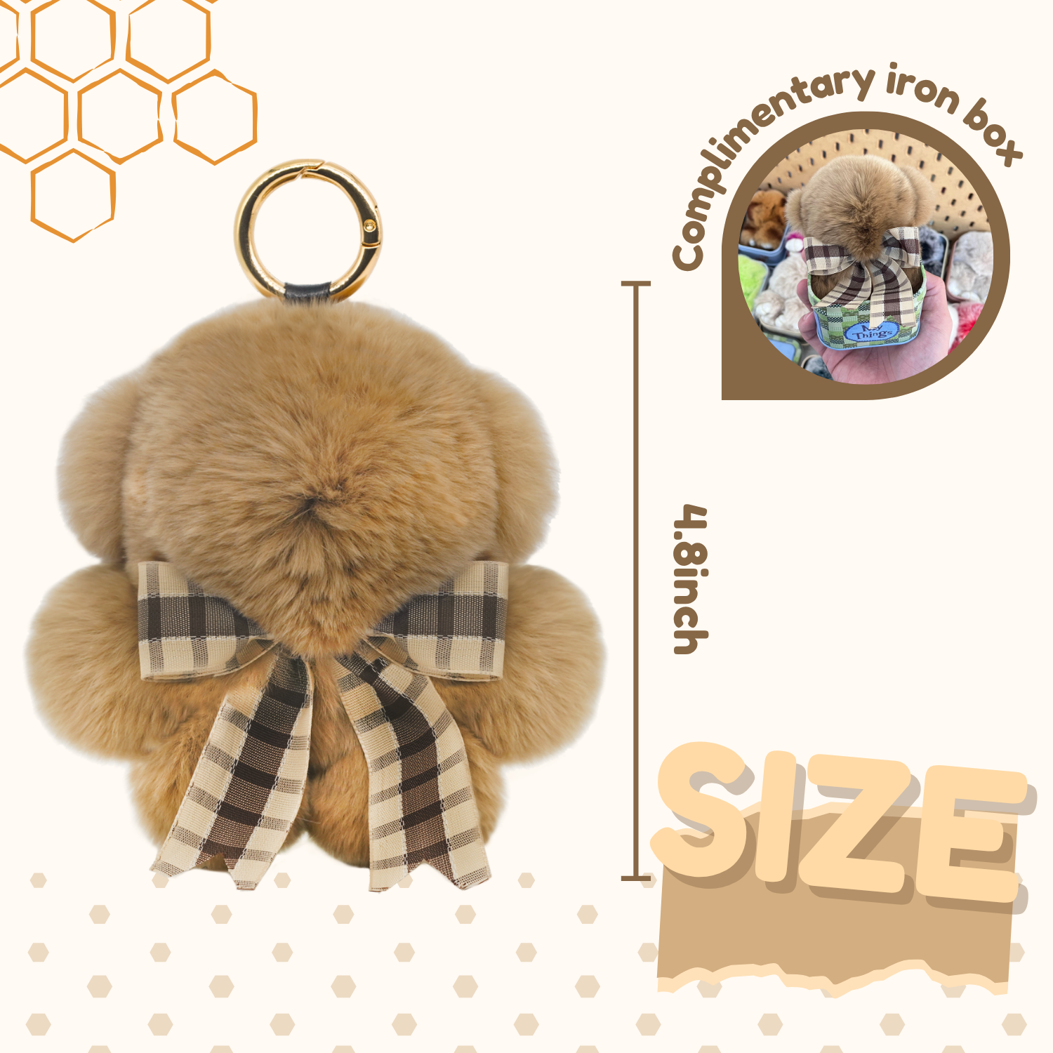 Teddy bear plush keychain with designed tin
