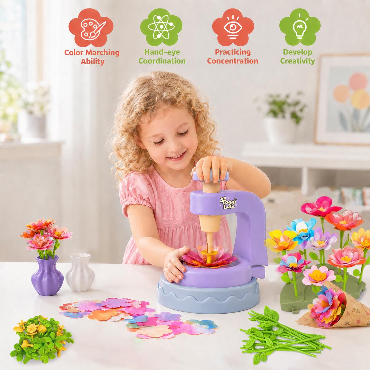 Toggi Lulu DIY Flower Bouquet Maker for Kids - Flowers Market Toy,Build Your Flower Bouquet, Arts & Craftsfor 4+ Year Toddler , EducationalActivity Preschool B-Day Gifts