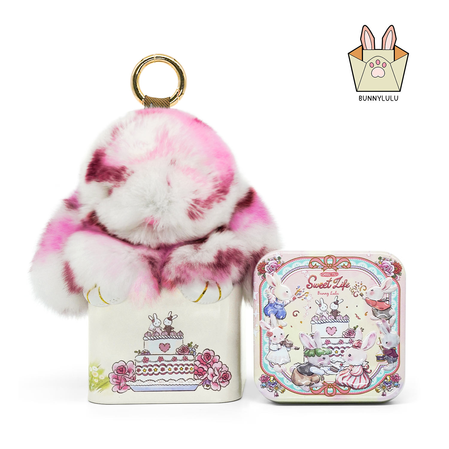 BunnyLulu™ Handmade Spotted Mini-Bunny Keychain with Gift Box
