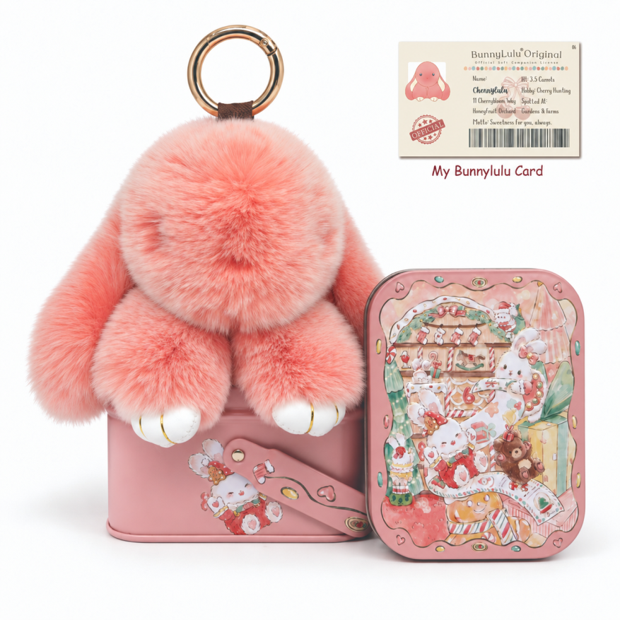 BunnyLulu Original Handmade Plush Bunny Keychain with Collector's Tin