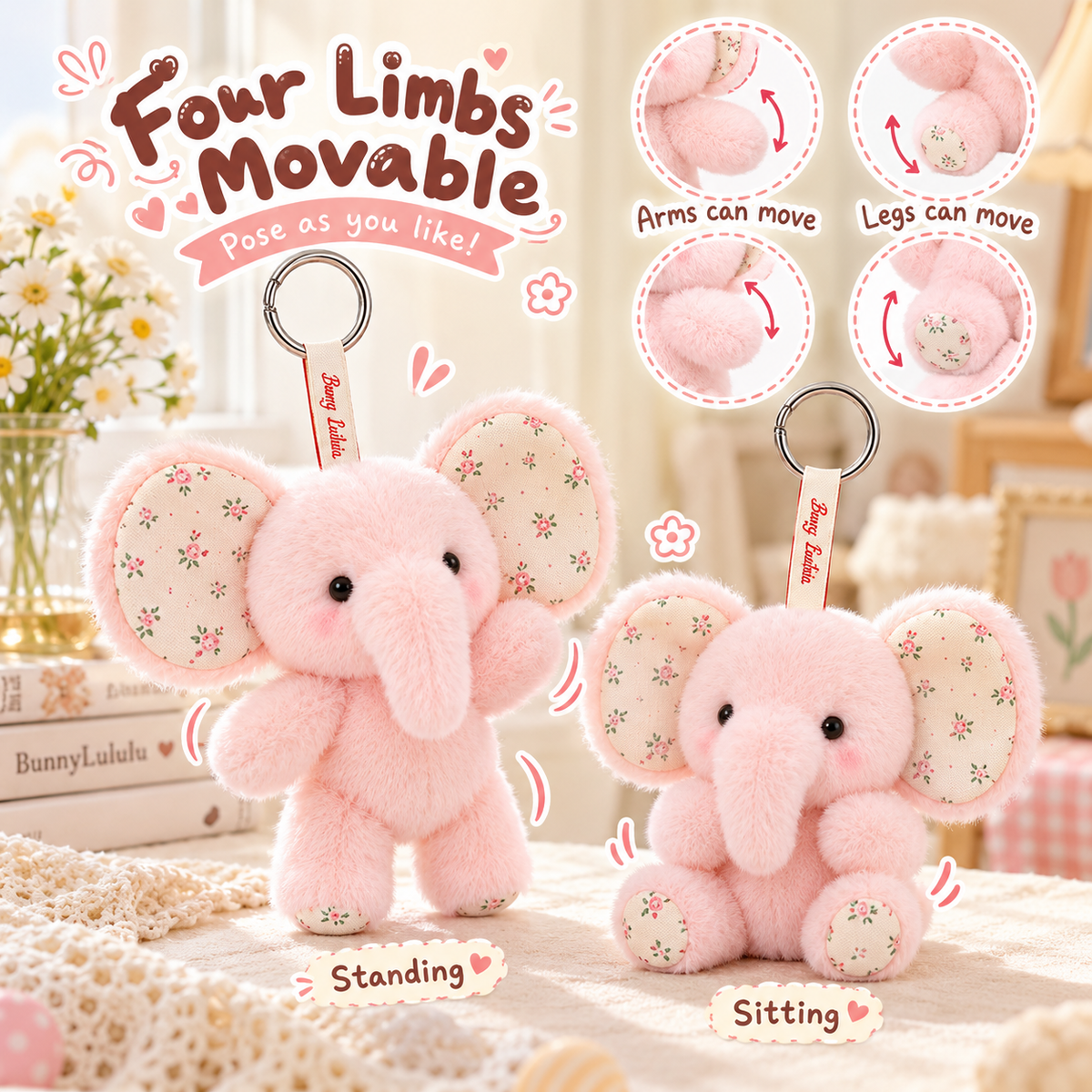 BunnyLulu Original Soft Chubby Elephant TuTu with Metal Tin, Movable Arms & Legs,Exclusive Design