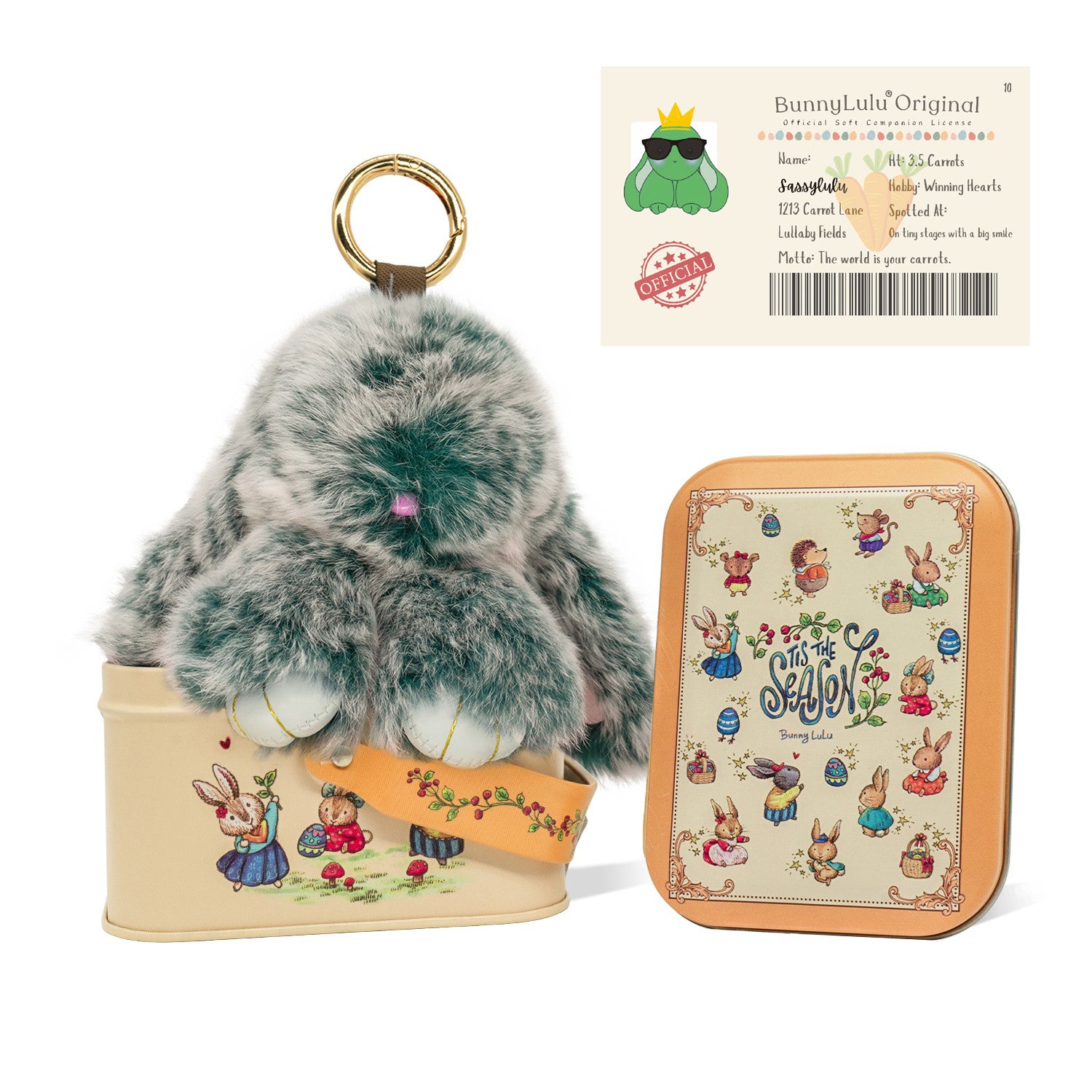 BunnyLulu Original Handmade Plush Bunny Keychain with Metal Tin Box, Gift Options for Birthday Easter