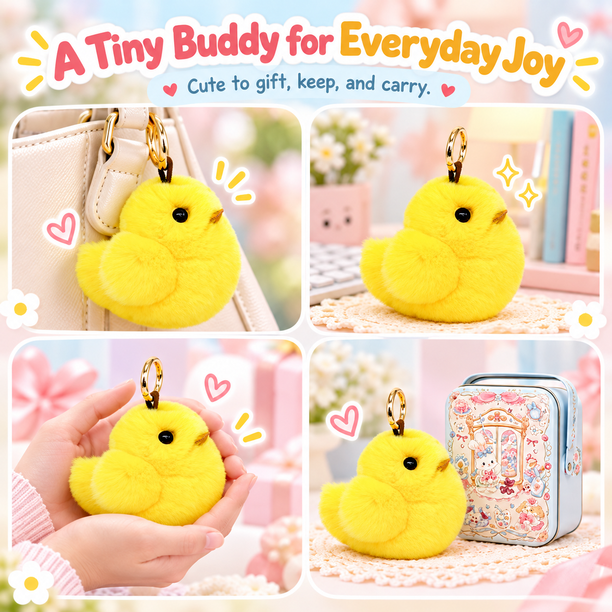 BunnyLulu Original Chubby Ducky - DuckyGaga Plush Keychain with Gift Box, Ultra Soft & Squishy Companion