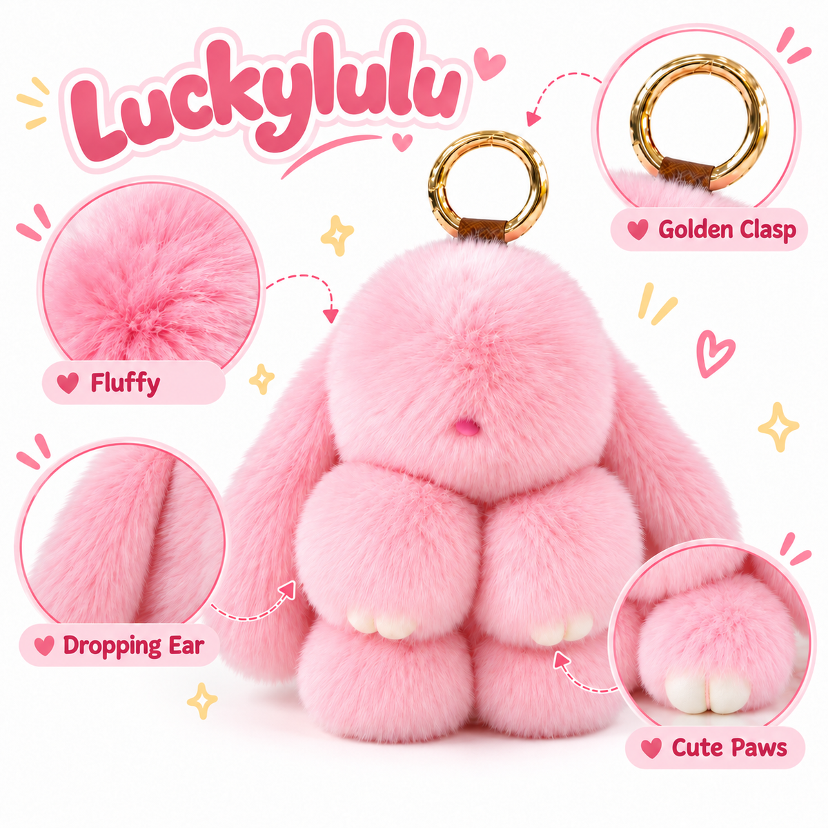 BunnyLulu Original Handmade Plush Bunny Keychain with Collector's Tin