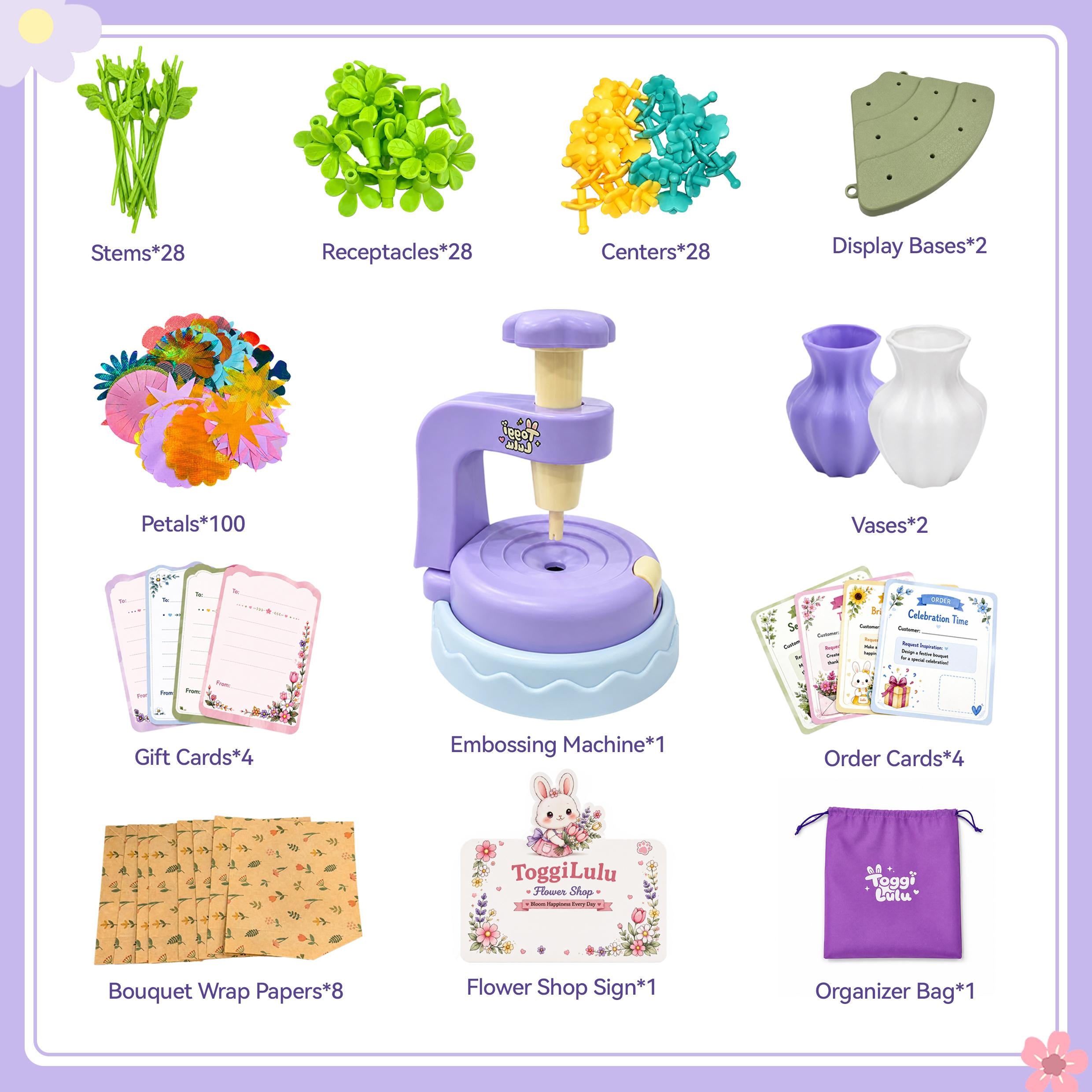 Toggi Lulu DIY Flower Bouquet Maker for Kids - Flowers Market Toy,Build Your Flower Bouquet, Arts & Craftsfor 4+ Year Toddler , EducationalActivity Preschool B-Day Gifts