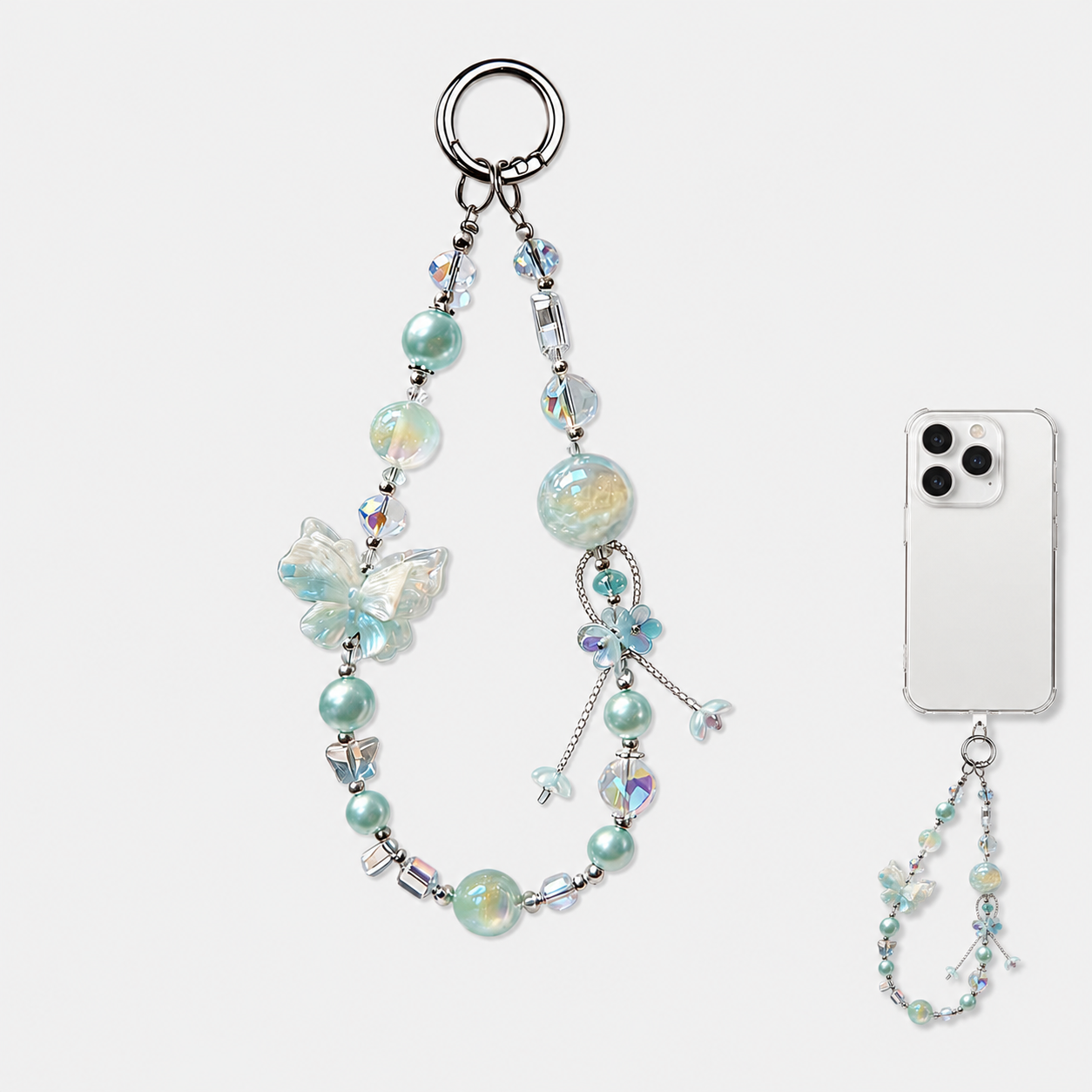 BunnyLulu Original Luminous Beaded Phone & Bag Charm Keychain, UV Color-Changing