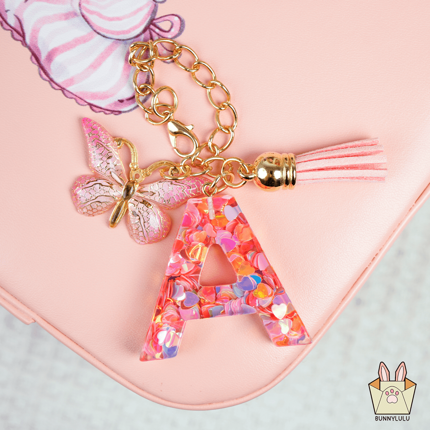 【BunnyLulu】Initial Letter Resin Keychains with Tassle - BunnyLulu
