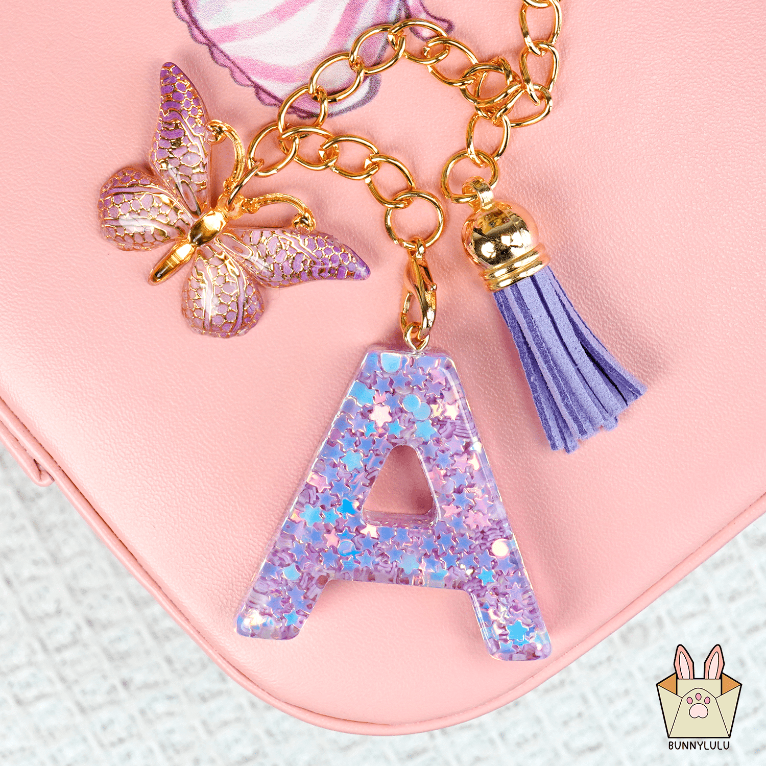 【BunnyLulu】Initial Letter Resin Keychains with Tassle - BunnyLulu