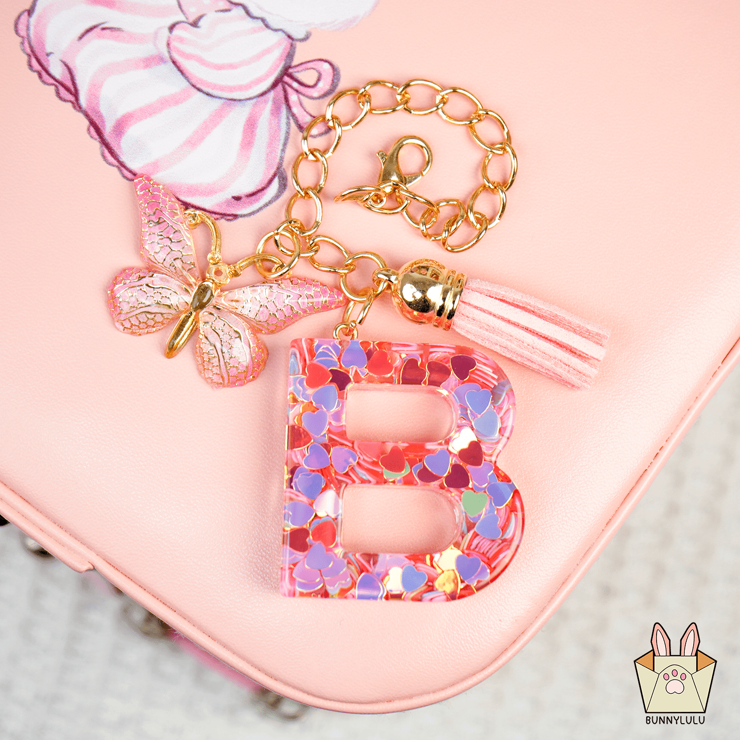 【BunnyLulu】Initial Letter Resin Keychains with Tassle - BunnyLulu