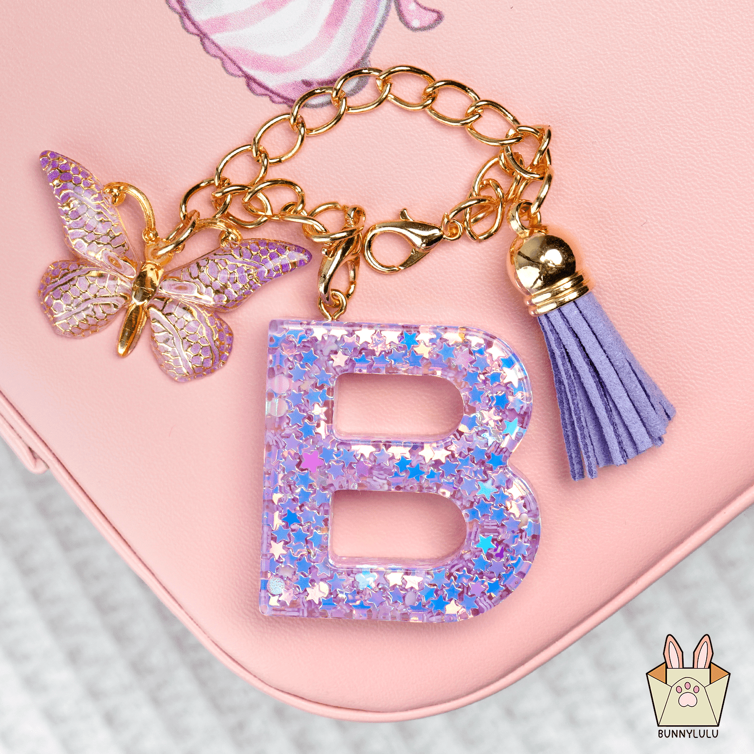 【BunnyLulu】Initial Letter Resin Keychains with Tassle - BunnyLulu