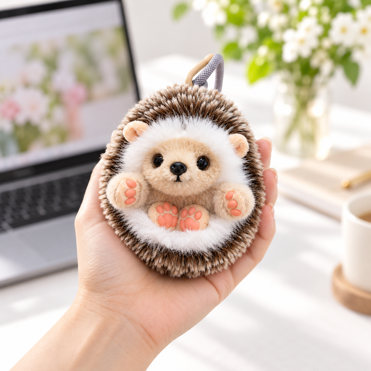 Bunnylulu Originial Hedgehog Plush Keychain with Metal Tin, Flip & Transform Plush/Bag Charm, Kids Gift