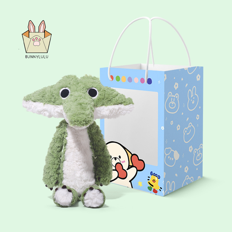 Long-mouth plush pillow on a sofa