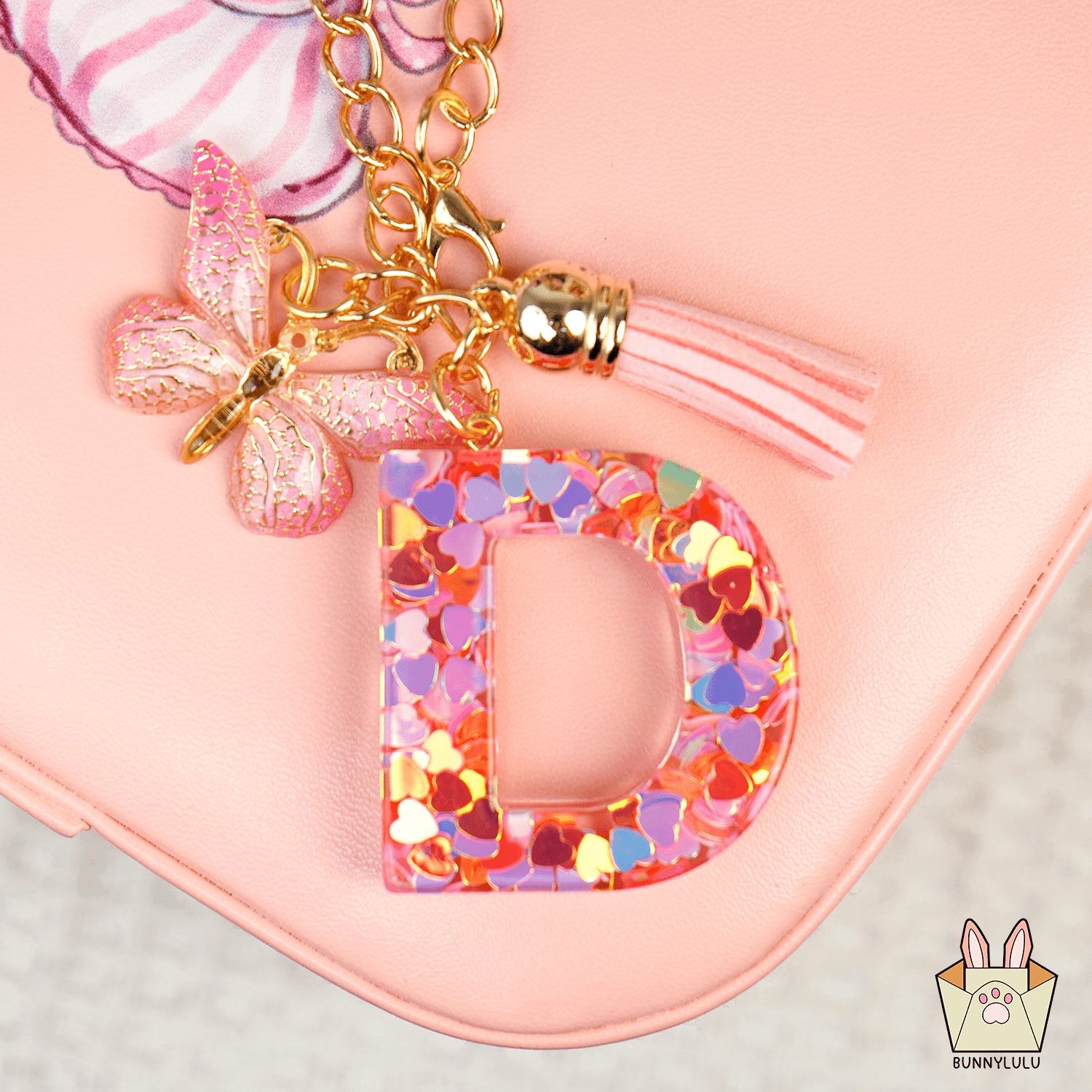 【BunnyLulu】Initial Letter Resin Keychains with Tassle - BunnyLulu