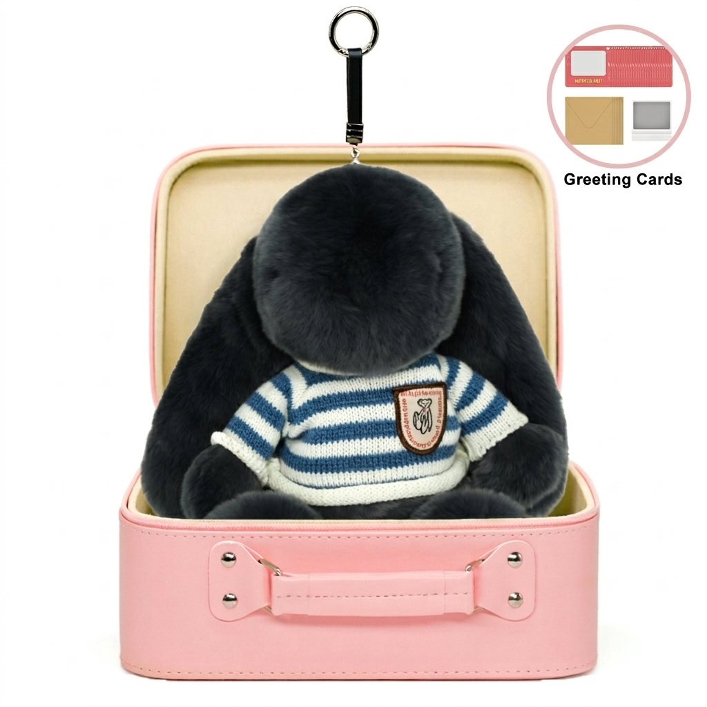 BunnyLulu Original XL Bunny Plush Toy Gift with Designed Makeup box, 13 inches