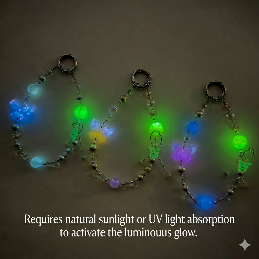New! BunnyLulu Original Luminous Beaded Phone/Bag Chain Chram/KeyChain, UV Color Changing, Special Day Gift (Copy)