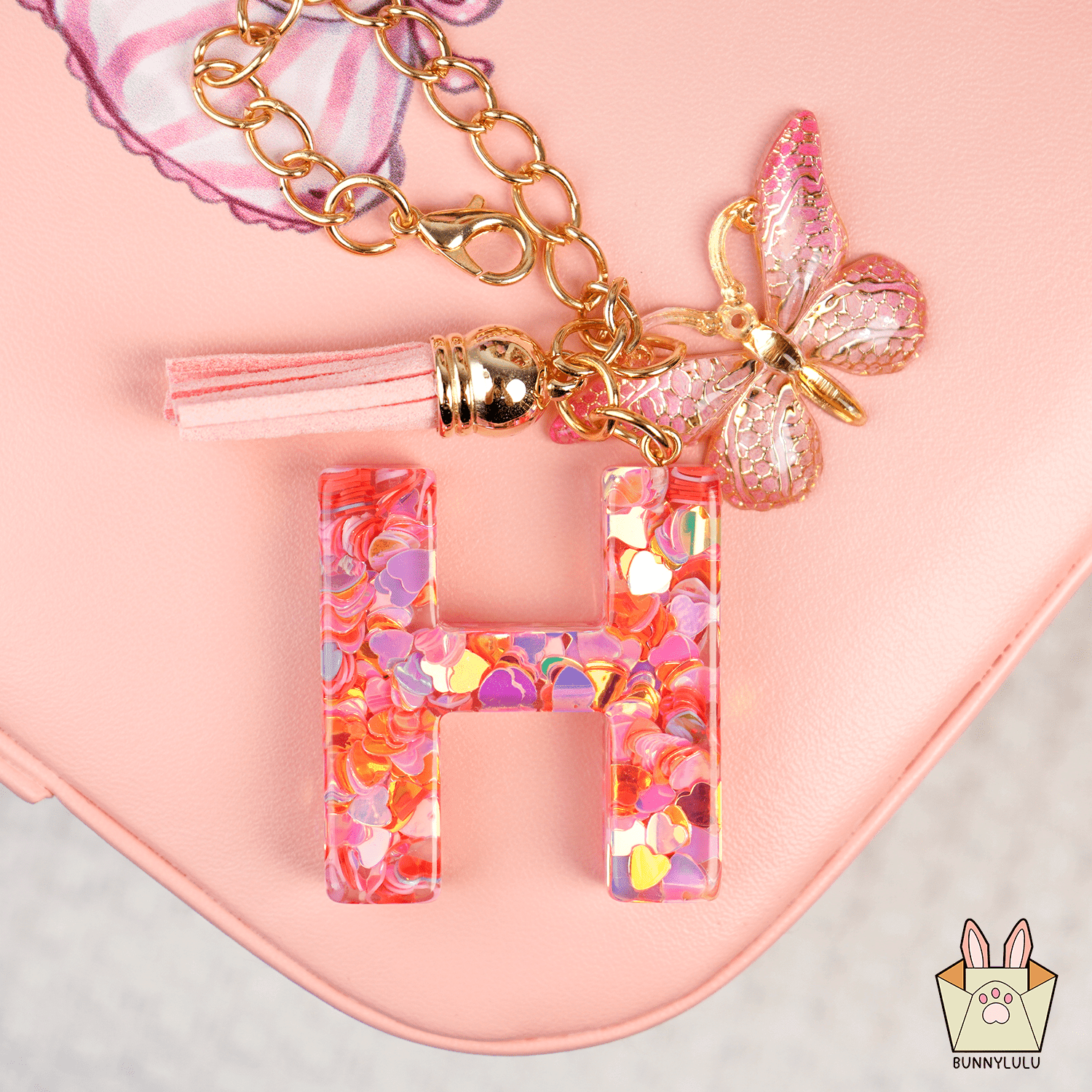 【BunnyLulu】Initial Letter Resin Keychains with Tassle - BunnyLulu