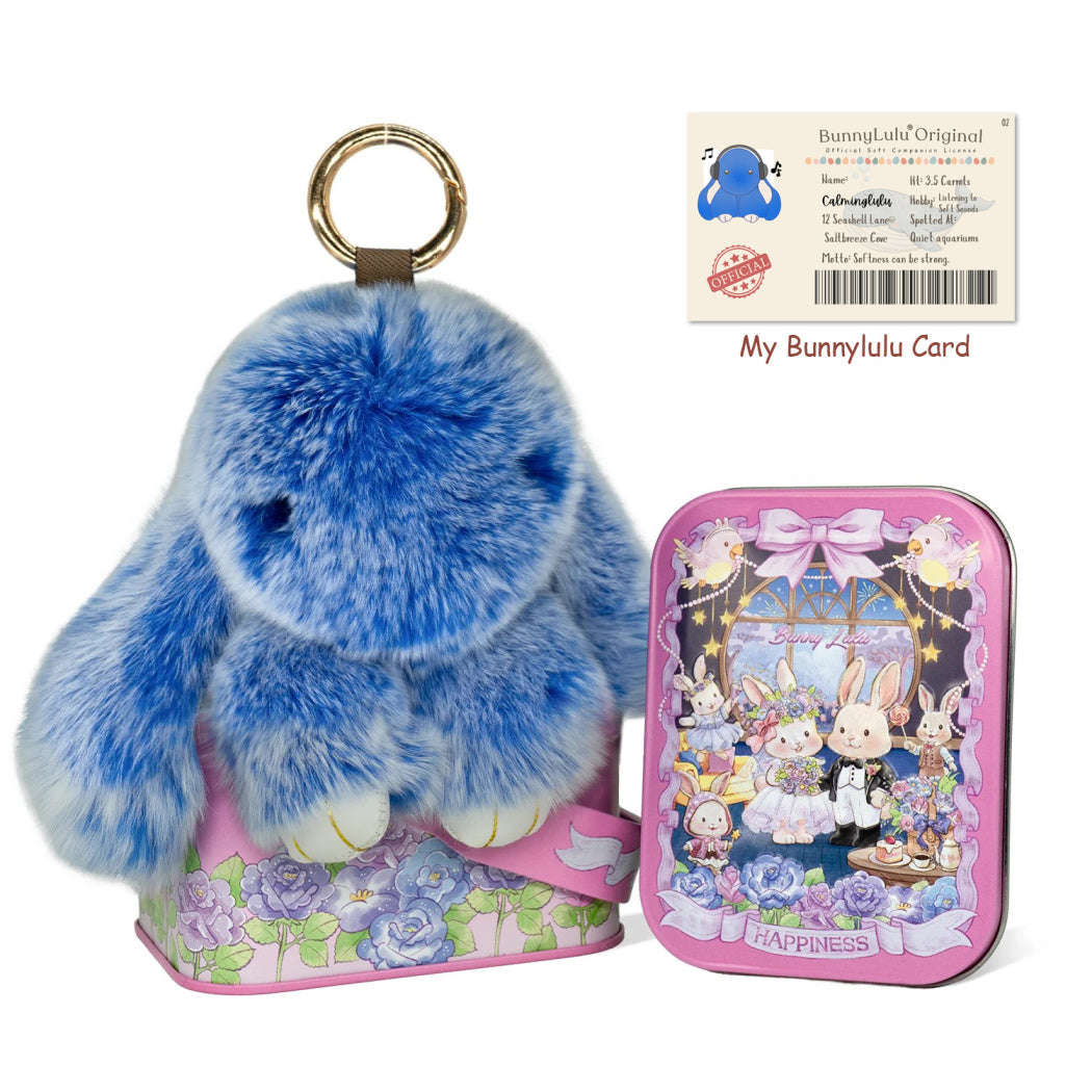 BunnyLulu Original Handmade Plush Bunny Keychain with Metal Tin Box, Gift Options for Birthday Easter