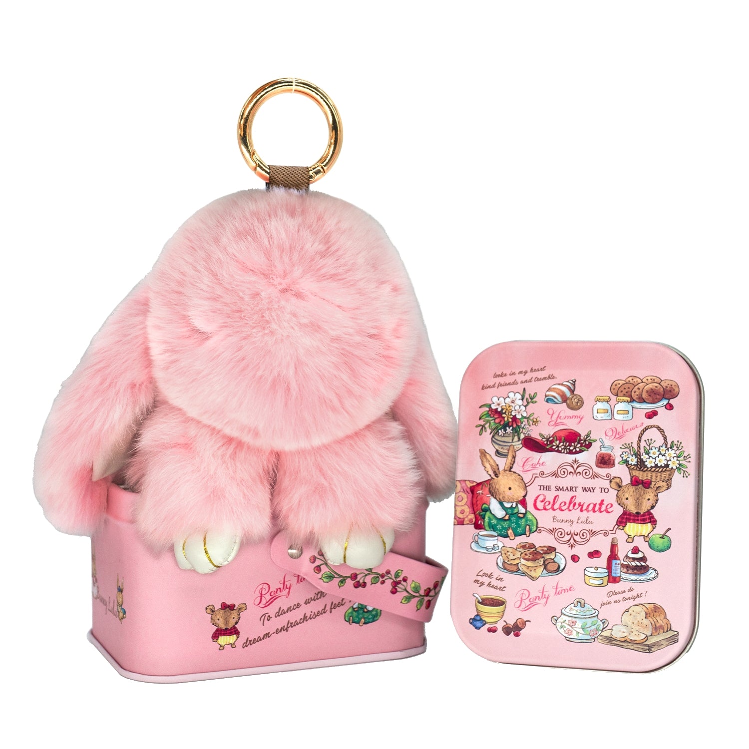 BunnyLulu Original Handmade Plush Bunny Keychain with Metal Tin Box, Gift Options for Birthday Easter