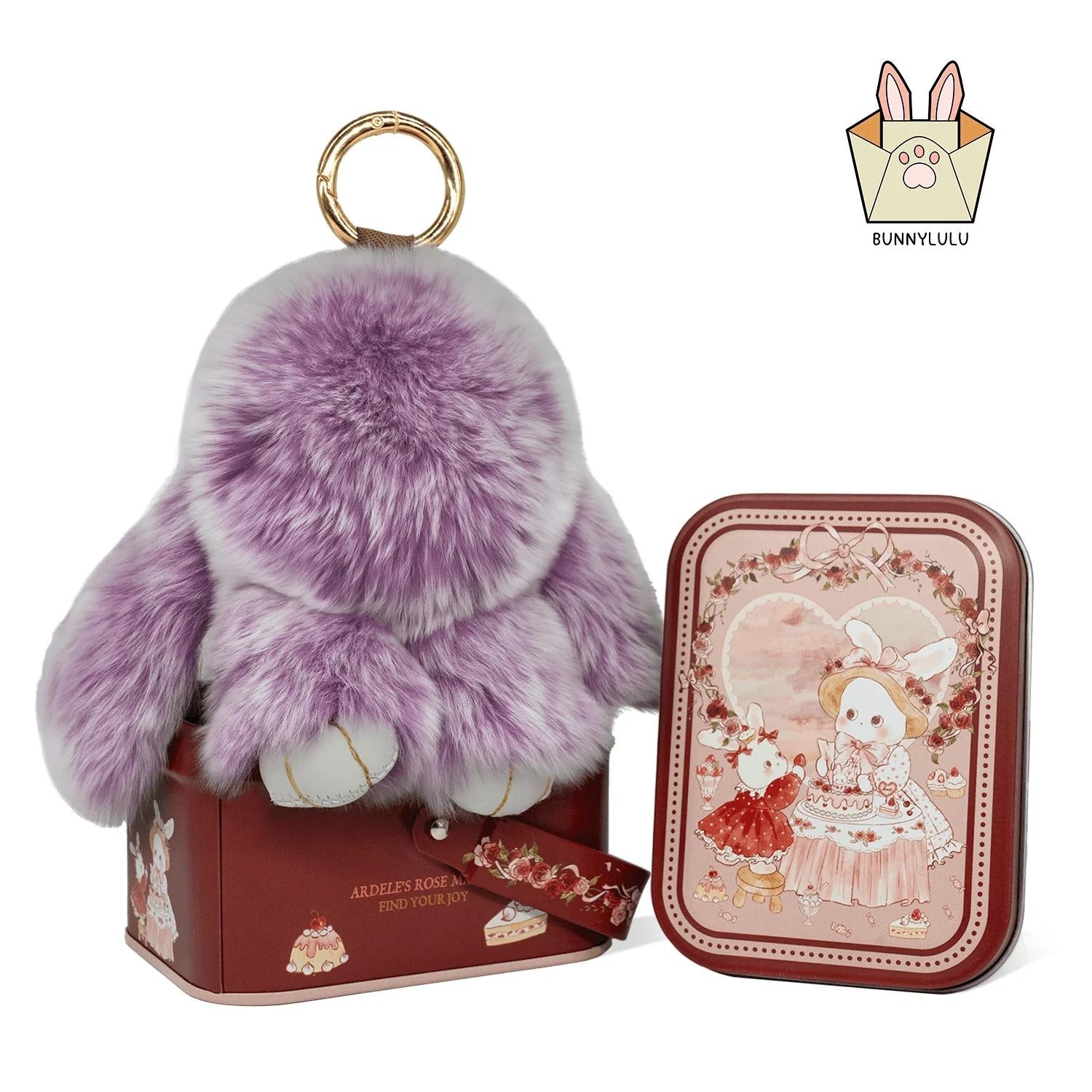 BunnyLulu Original Handmade Plush Bunny Keychain with Metal Tin Box, Gift Options for Birthday Easter