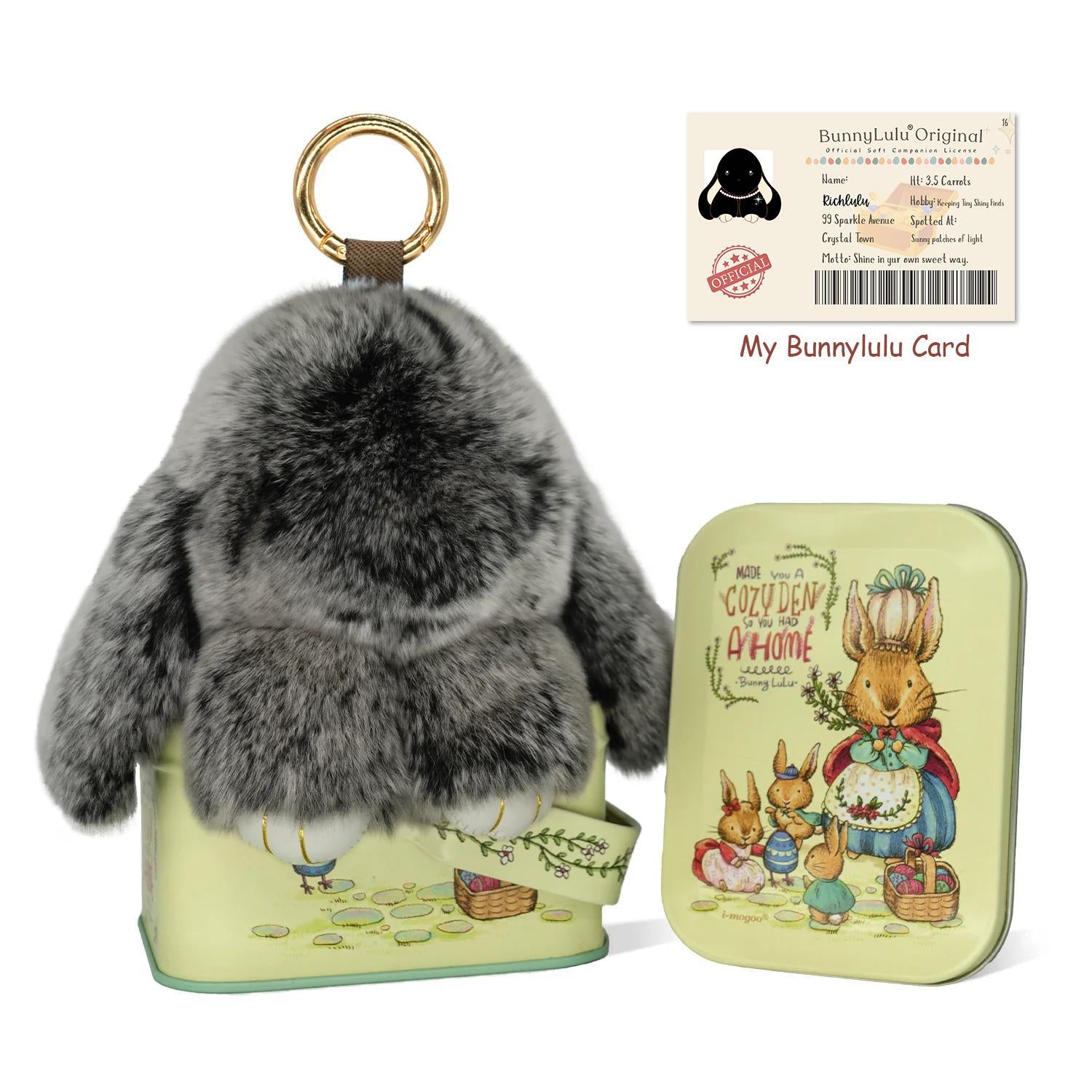 BunnyLulu Original Handmade Plush Bunny Keychain with Metal Tin Box, Gift Options for Birthday Easter