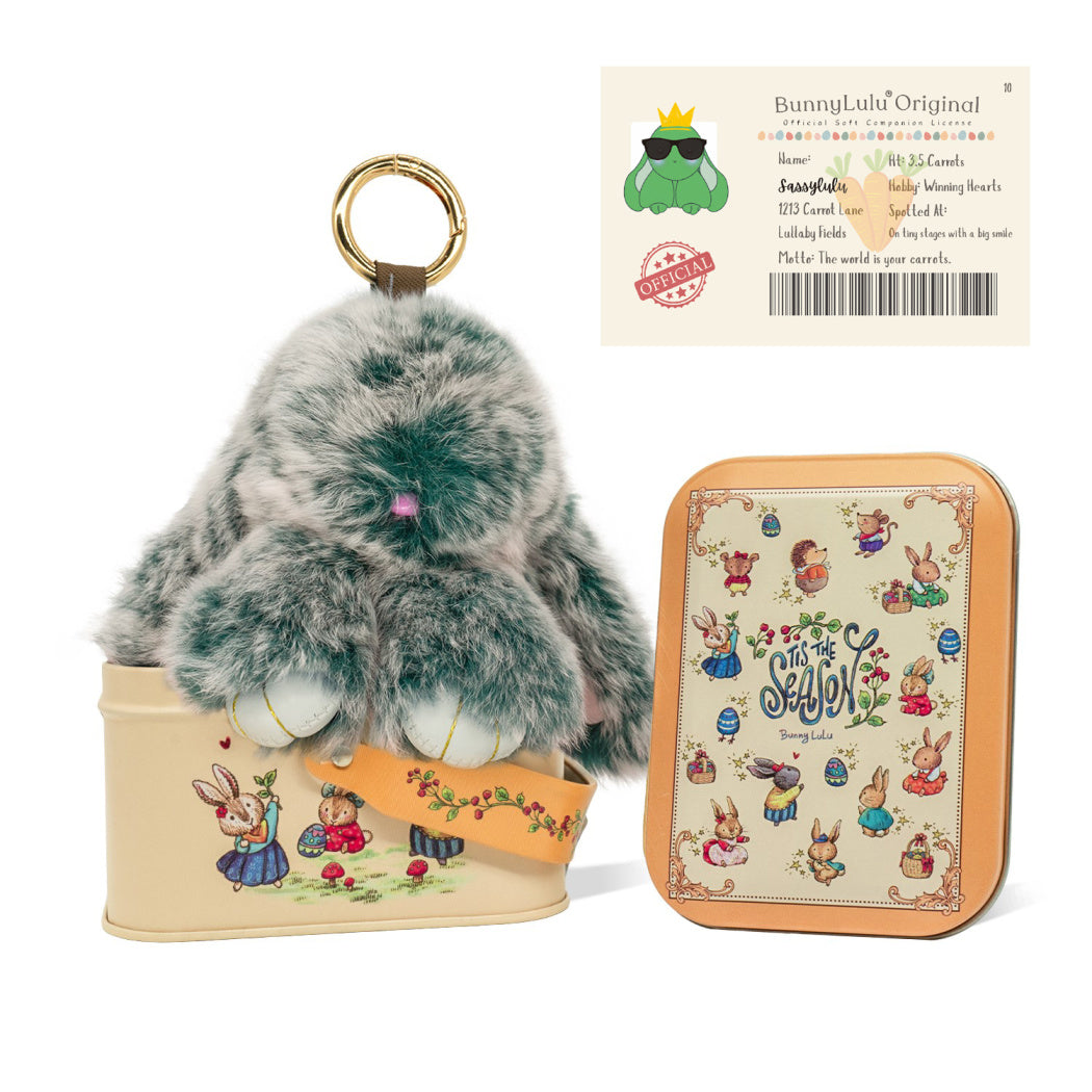 BunnyLulu Original Handmade Plush Bunny Keychain with Metal Tin Box, Gift Options for Birthday Easter