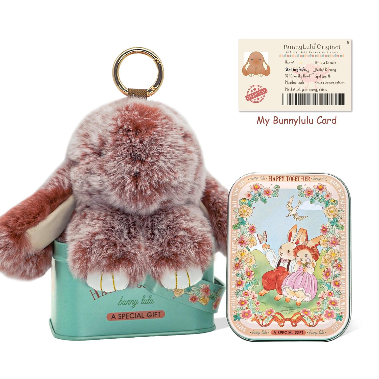 BunnyLulu Original Handmade Plush Bunny Keychain with Metal Tin Box, Gift Options for Birthday Easter