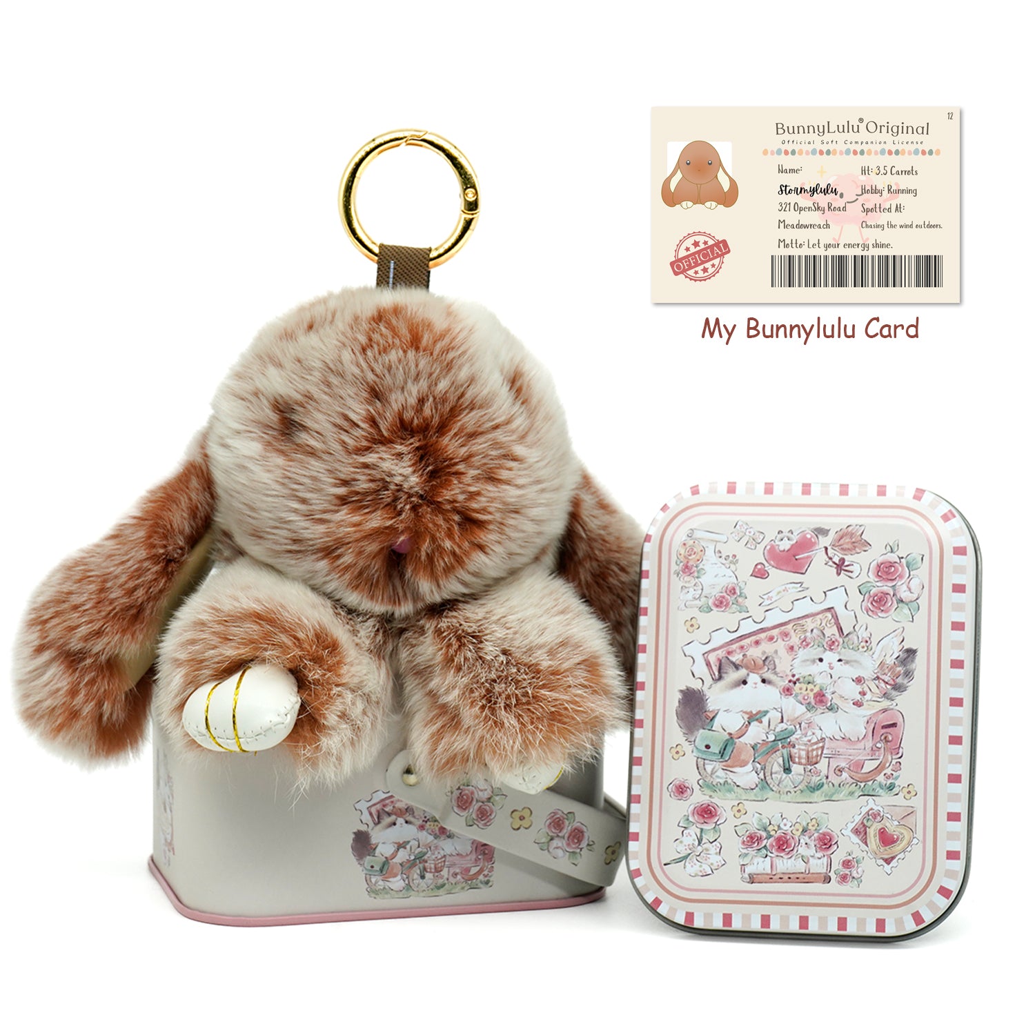 BunnyLulu Original Handmade Plush Bunny Keychain with Metal Tin Box, Gift Options for Birthday Easter