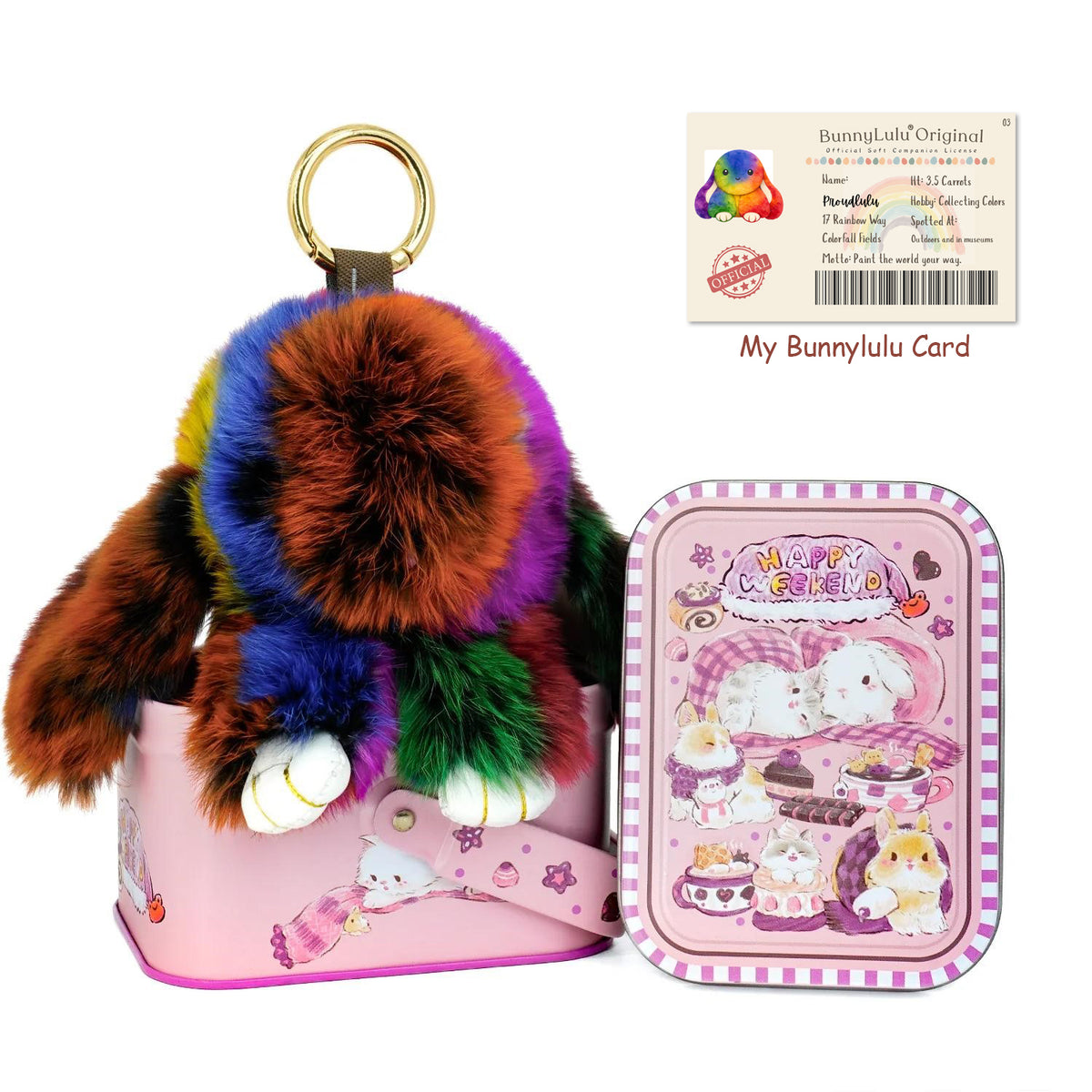 BunnyLulu Original Handmade Plush Bunny Keychain with Collector's Tin